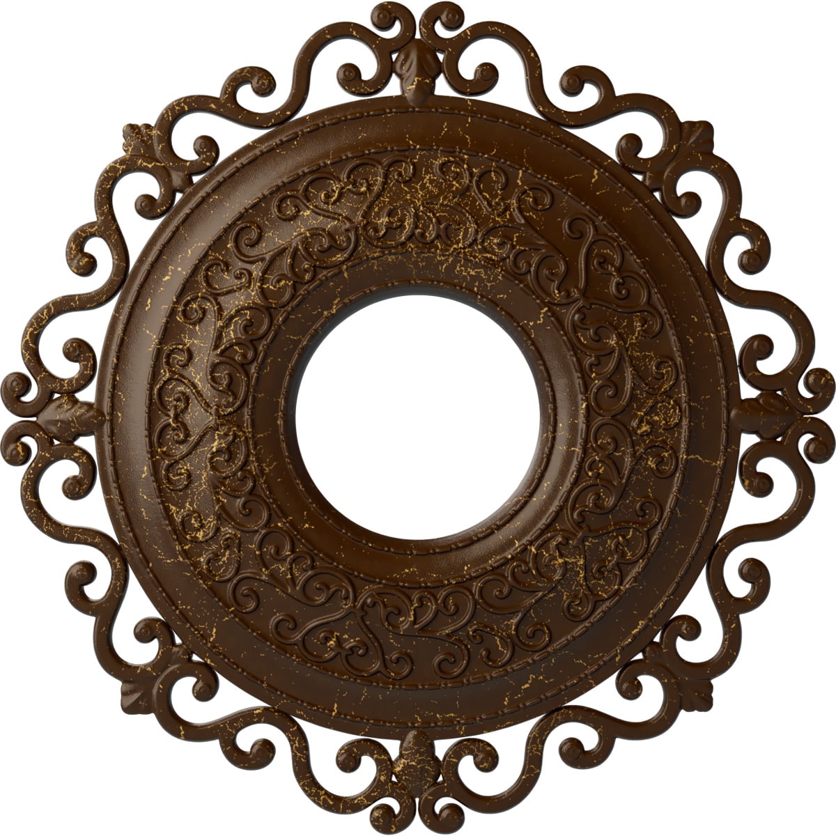 Ekena Millwork CM22ORRBC Orrington 22-in W x 22-in L Painted Root Beer Crackle Polyurethane Whole Ceiling Medallion