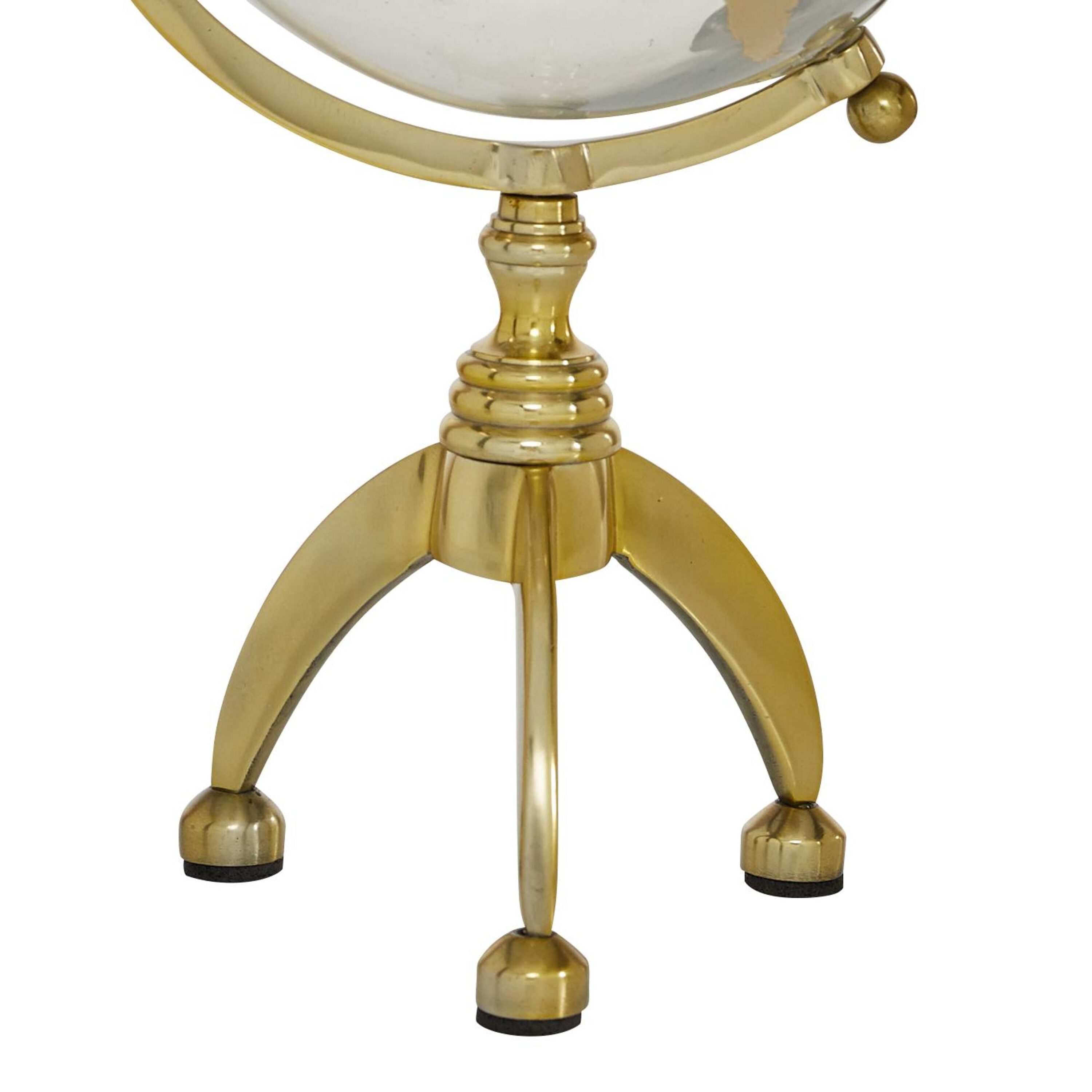 Gold Aluminum Globe with Tripod Base, 8-Inch