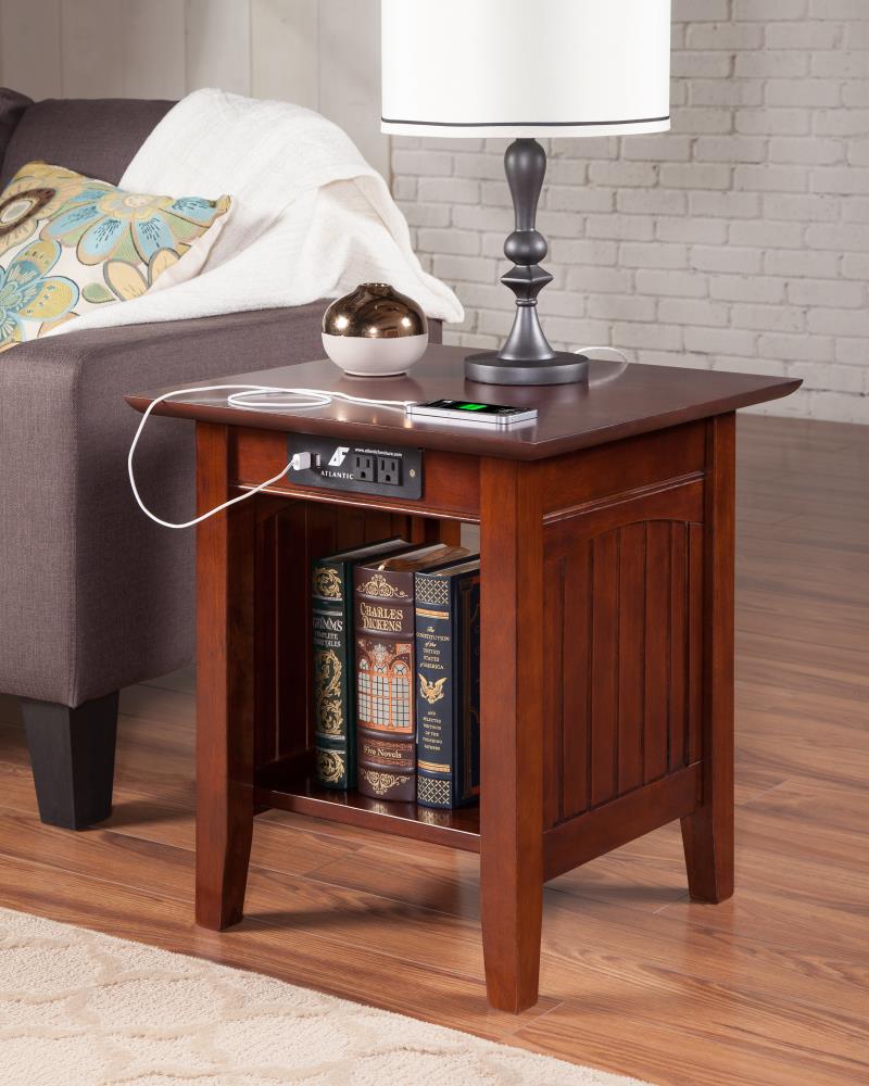 AFI Furnishings Nantucket Walnut Wood Coastal End Table with Storage in ...