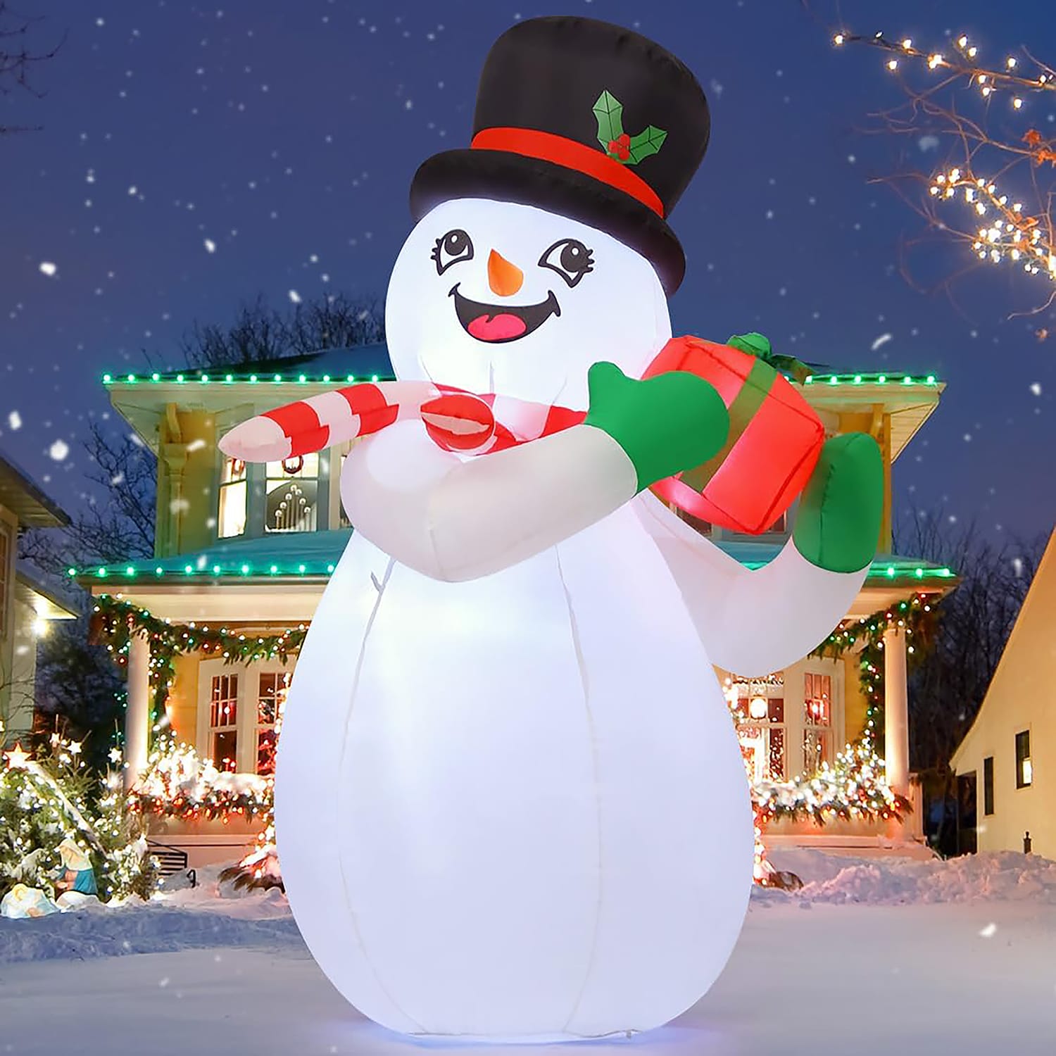 GOOSH 5-ft Lighted Snowman Christmas Inflatable DJ-SD-27154-5 at Lowes.com