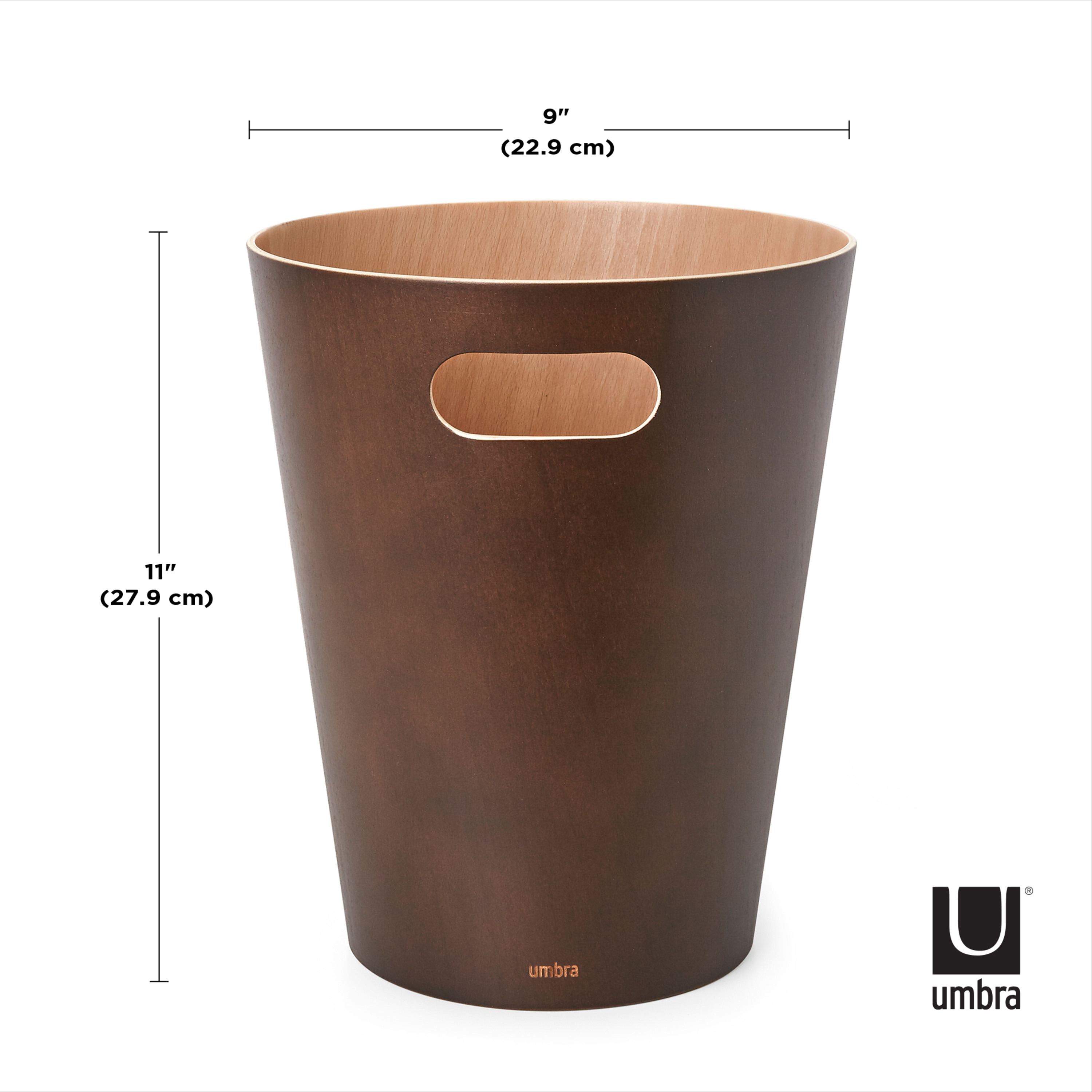 Espresso Wood 2-Gallon Modern Bathroom Trash Can