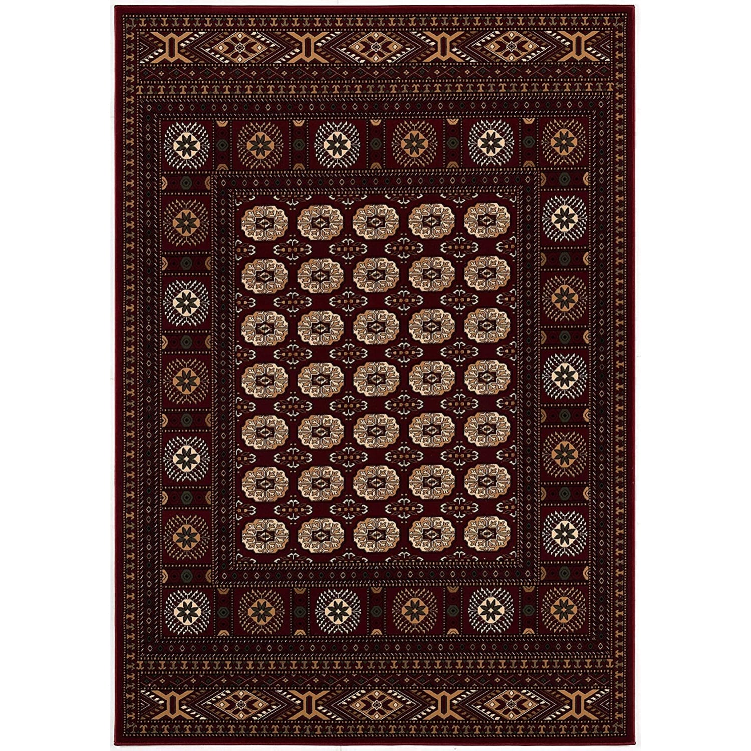 HomeRoots 4000395468 4 x 6 (ft) Olefin Red Rectangular Indoor Medallion Area rug