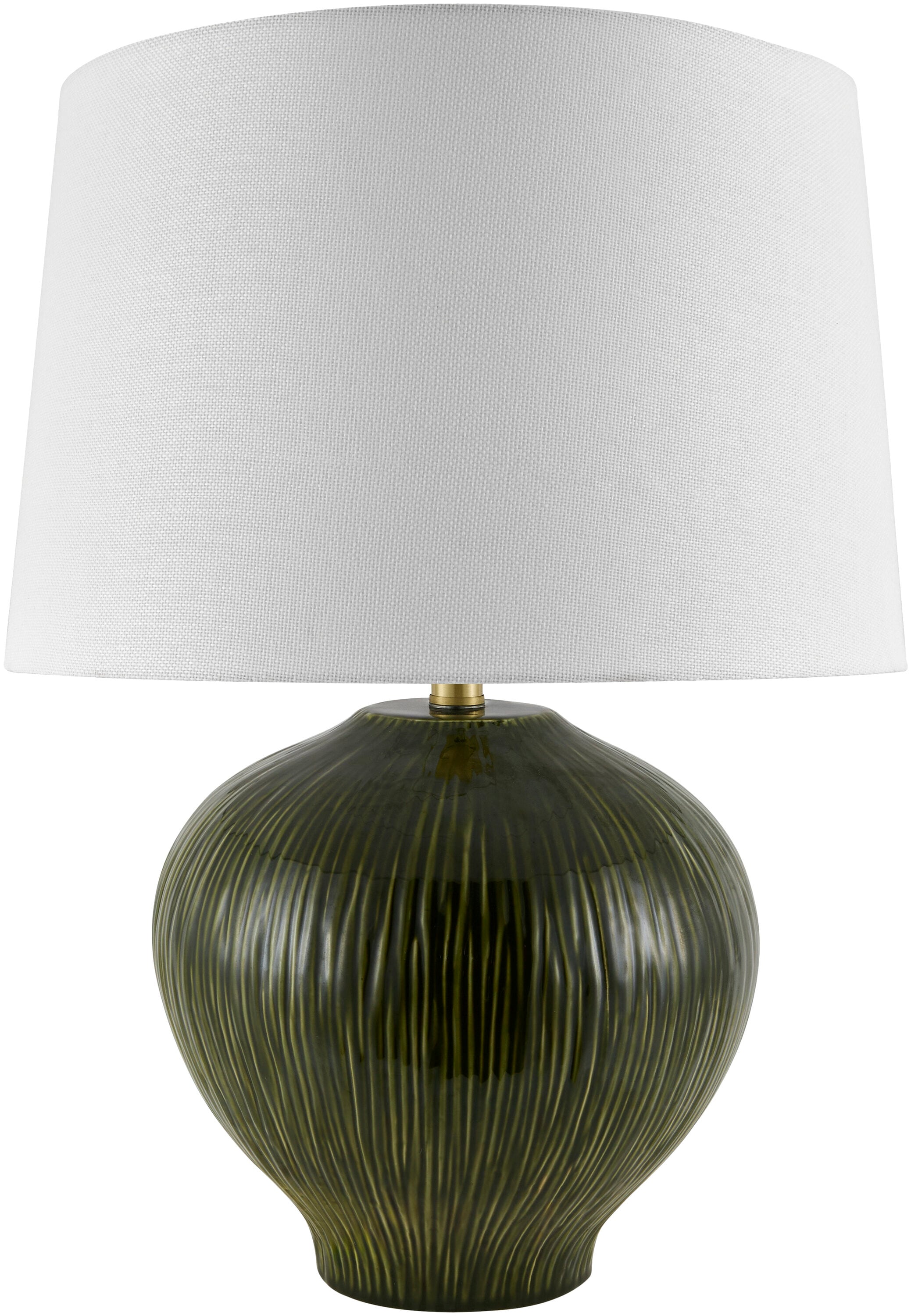 Livabliss Otaki 24-in White/Dark Green On/Off switch Table Lamp with Linen Shade