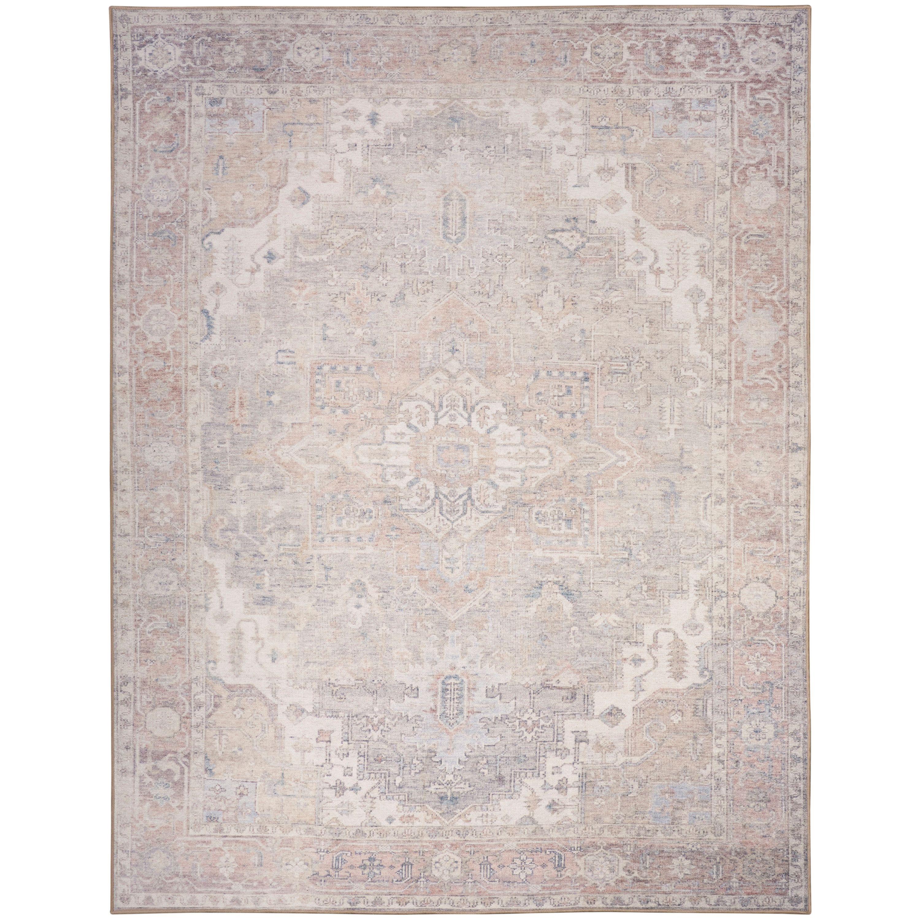  Home Vintage Washables 8 x 10 ft Light Blue Indoor Area Rug