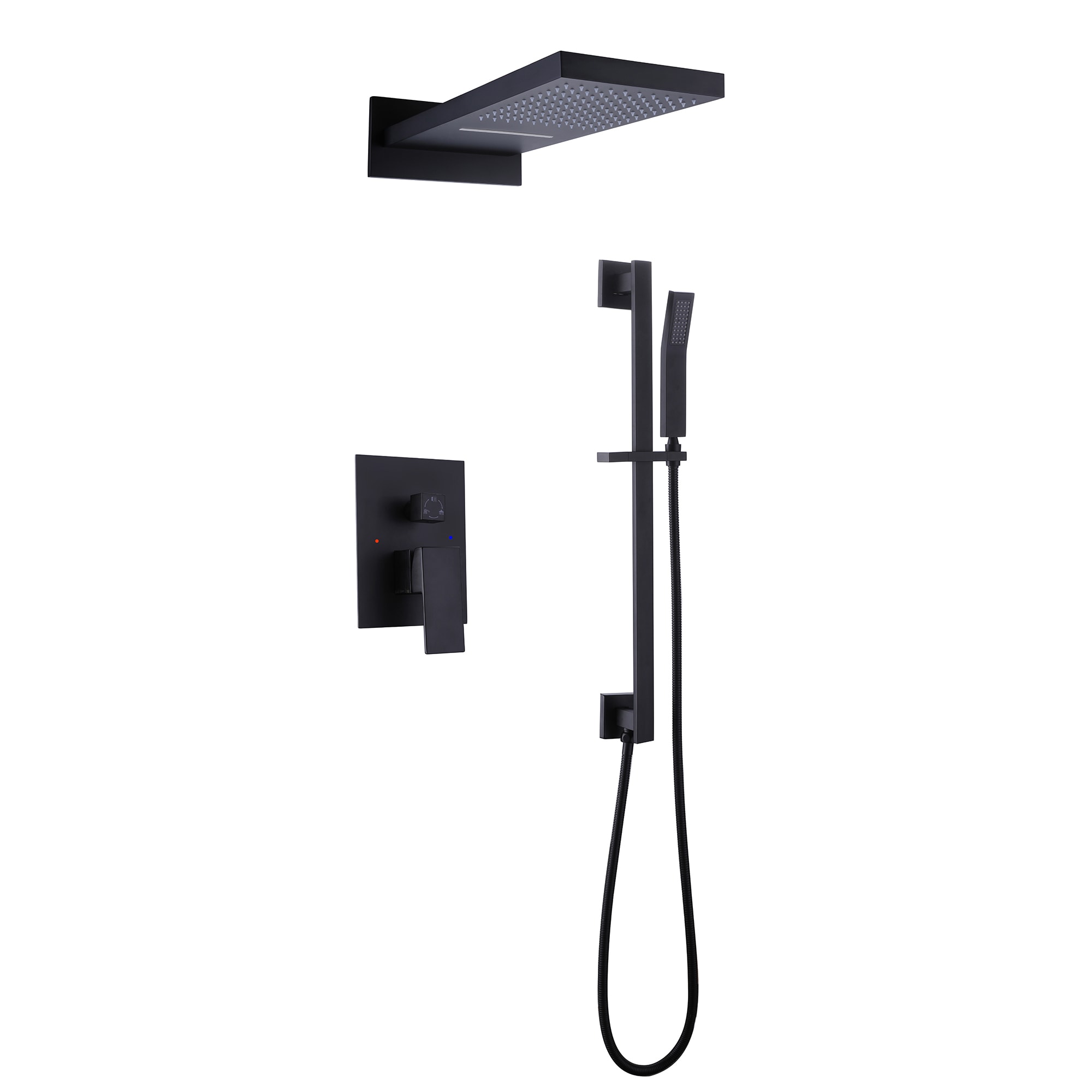 Nestfair Matte Black 2-handle Single Function Rectangle Shower Faucet ...