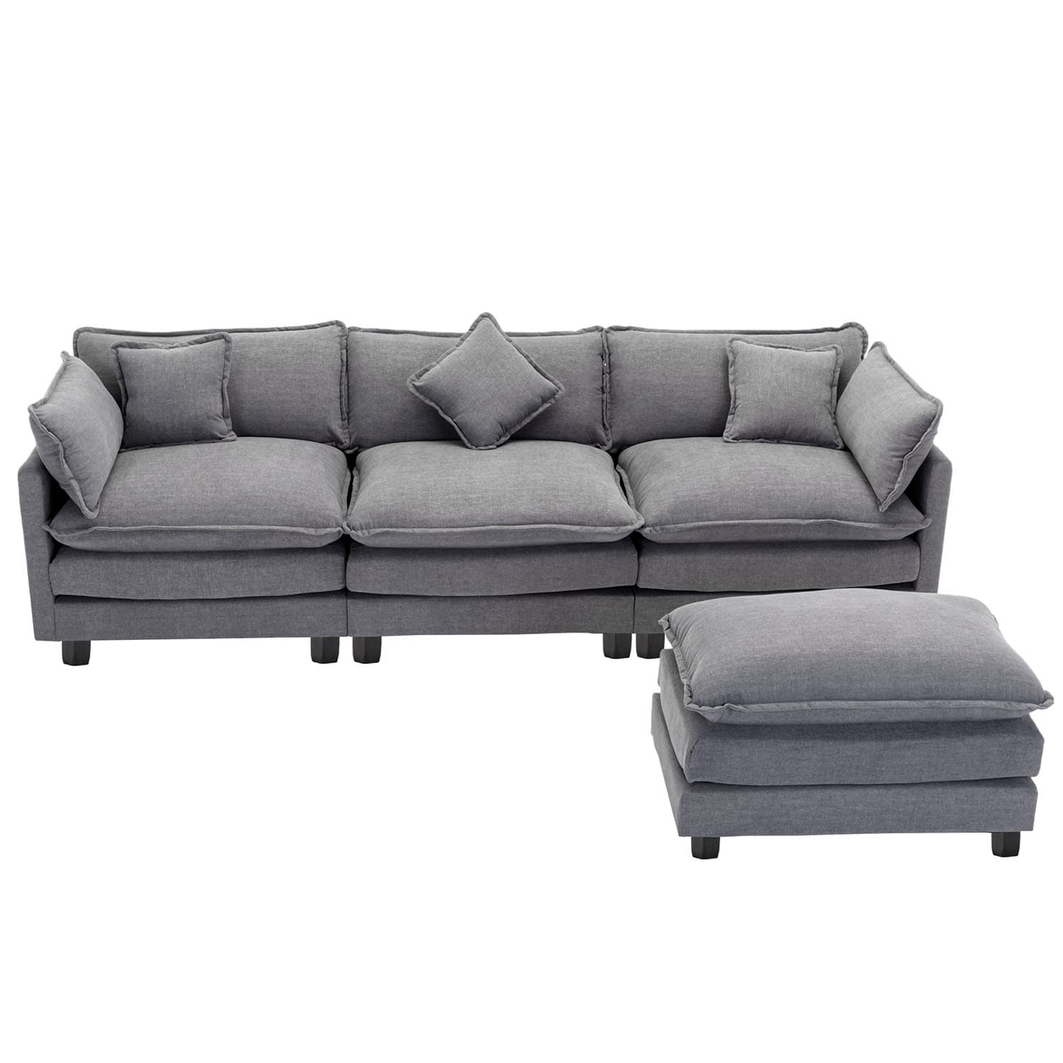 Bybafun YA3700373 112.2-in Casual Gray Chenille Sectional