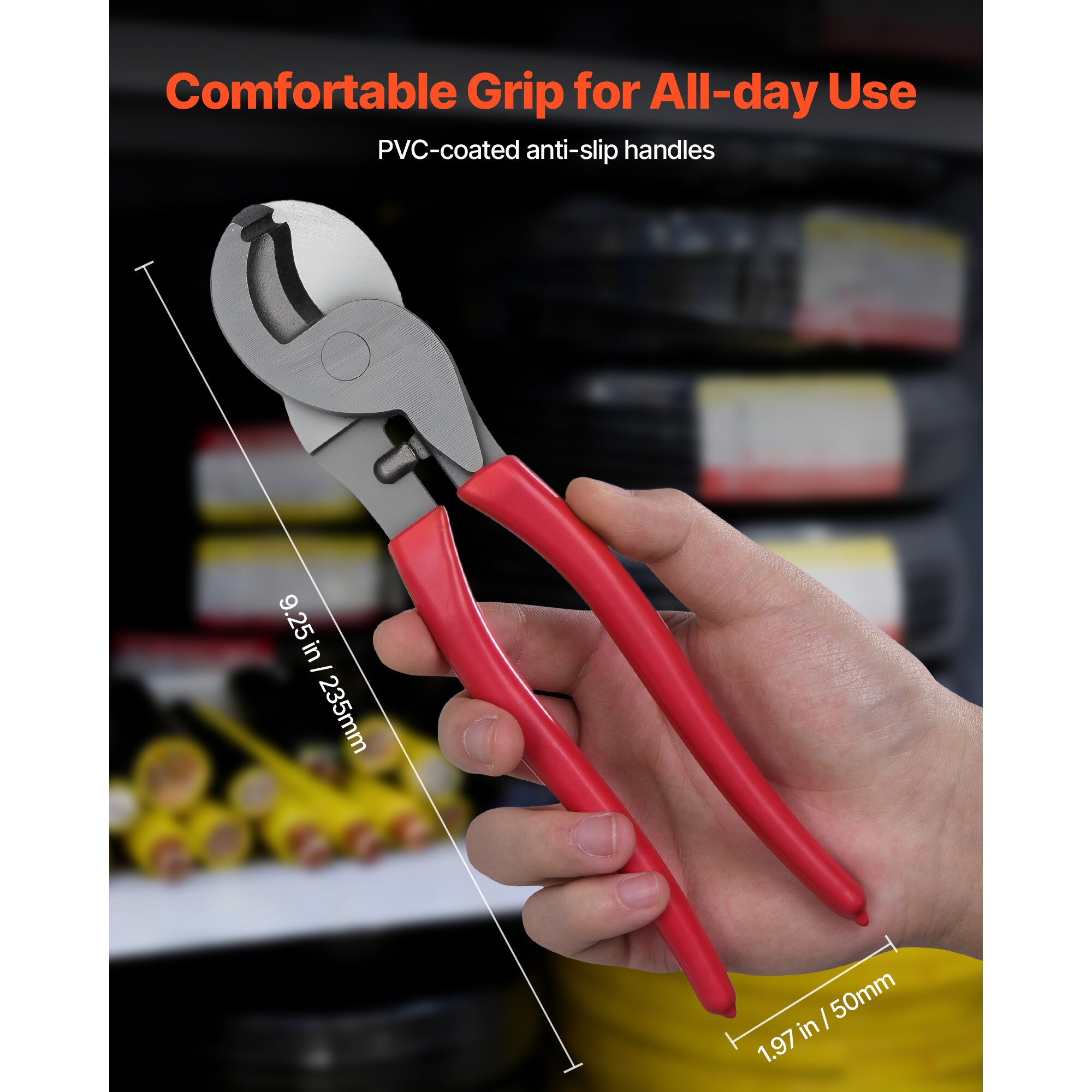 VEVOR High Leverage Cable Cutter 9-1/4 in Compact Forged Blades and PVC ...