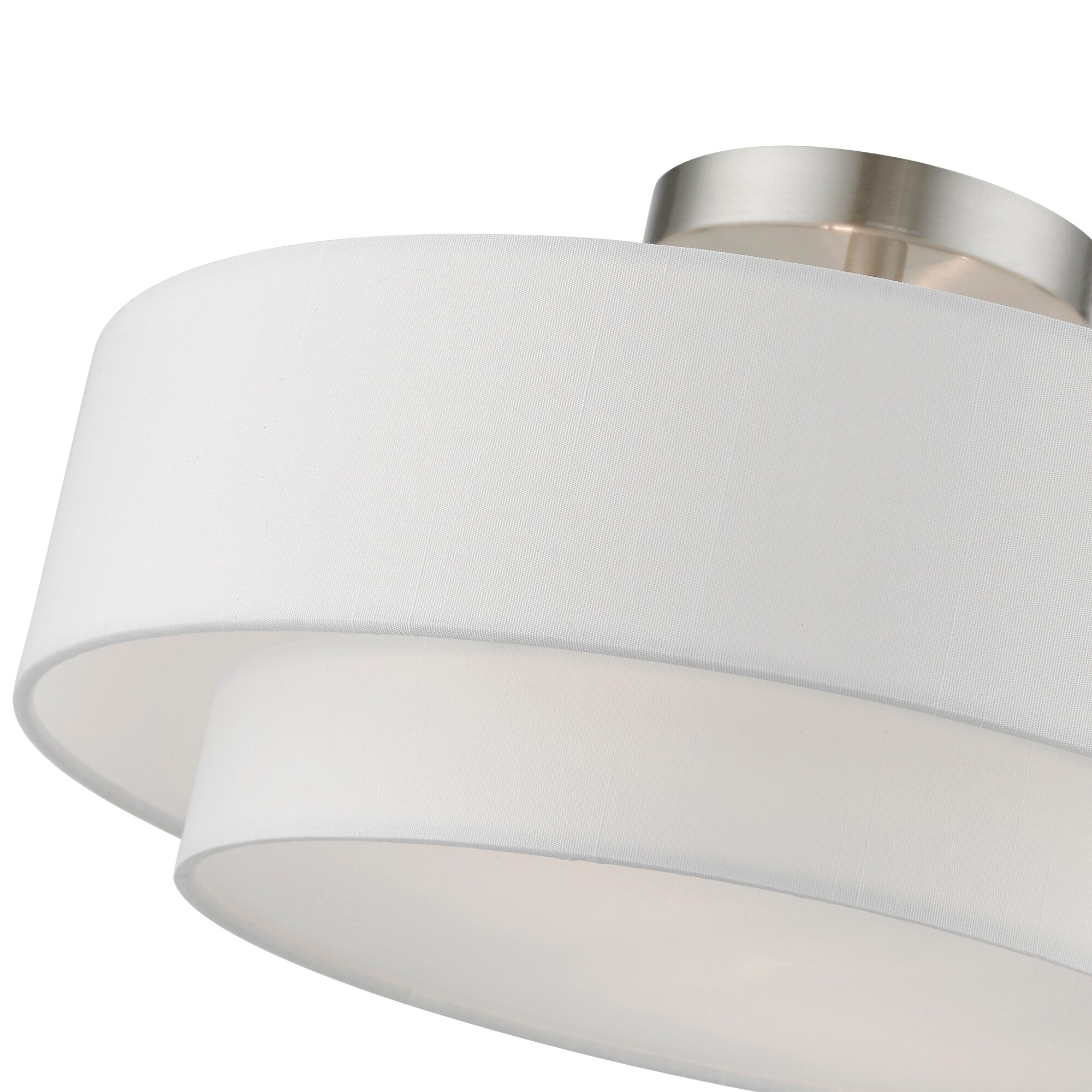 Brushed Nickel 2-Light Semi-Flush Mount with Glass Drum Shade