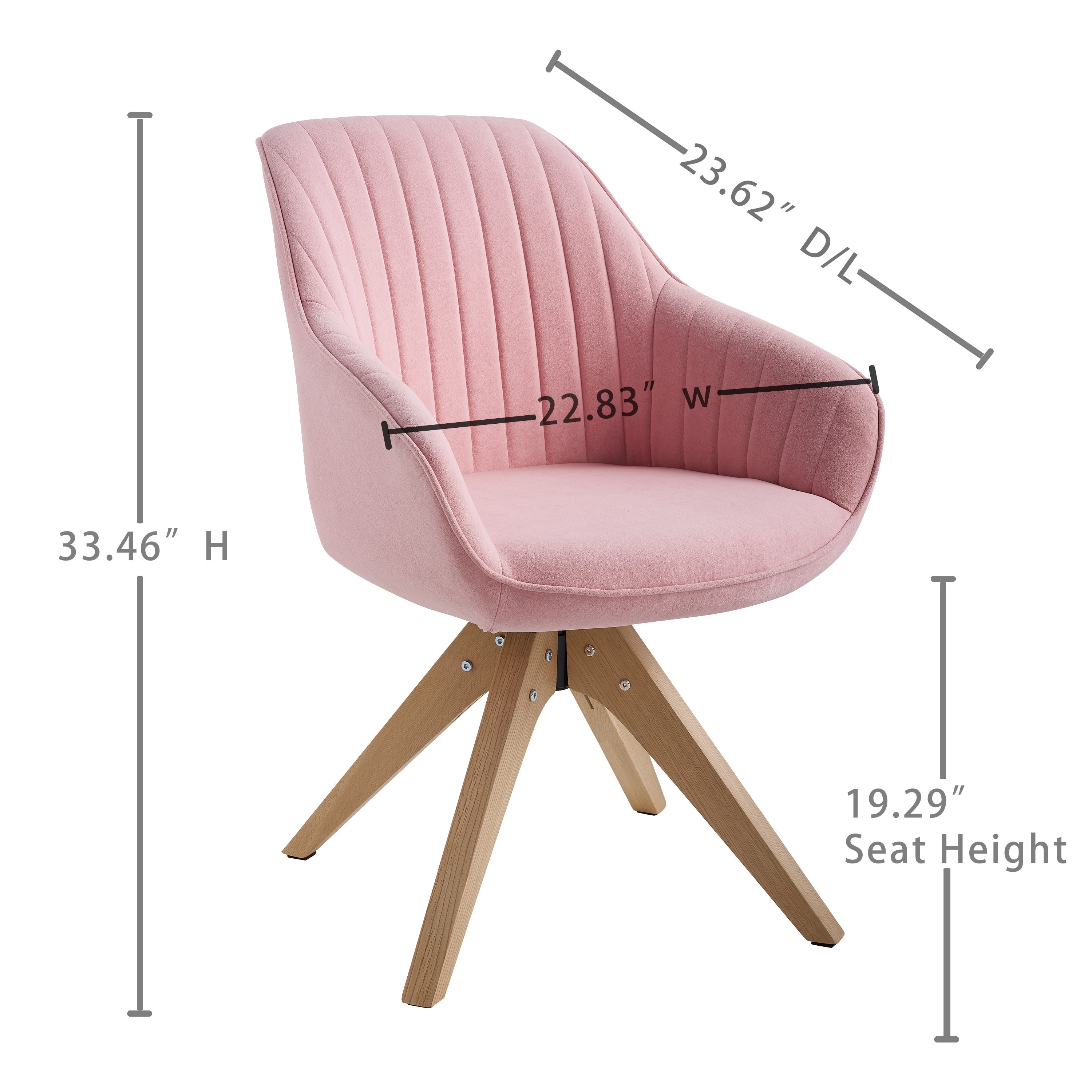 Art Leon Modern Pink Swivel Accent Desk Chair with Oak Wood Legs in the  Chairs department at