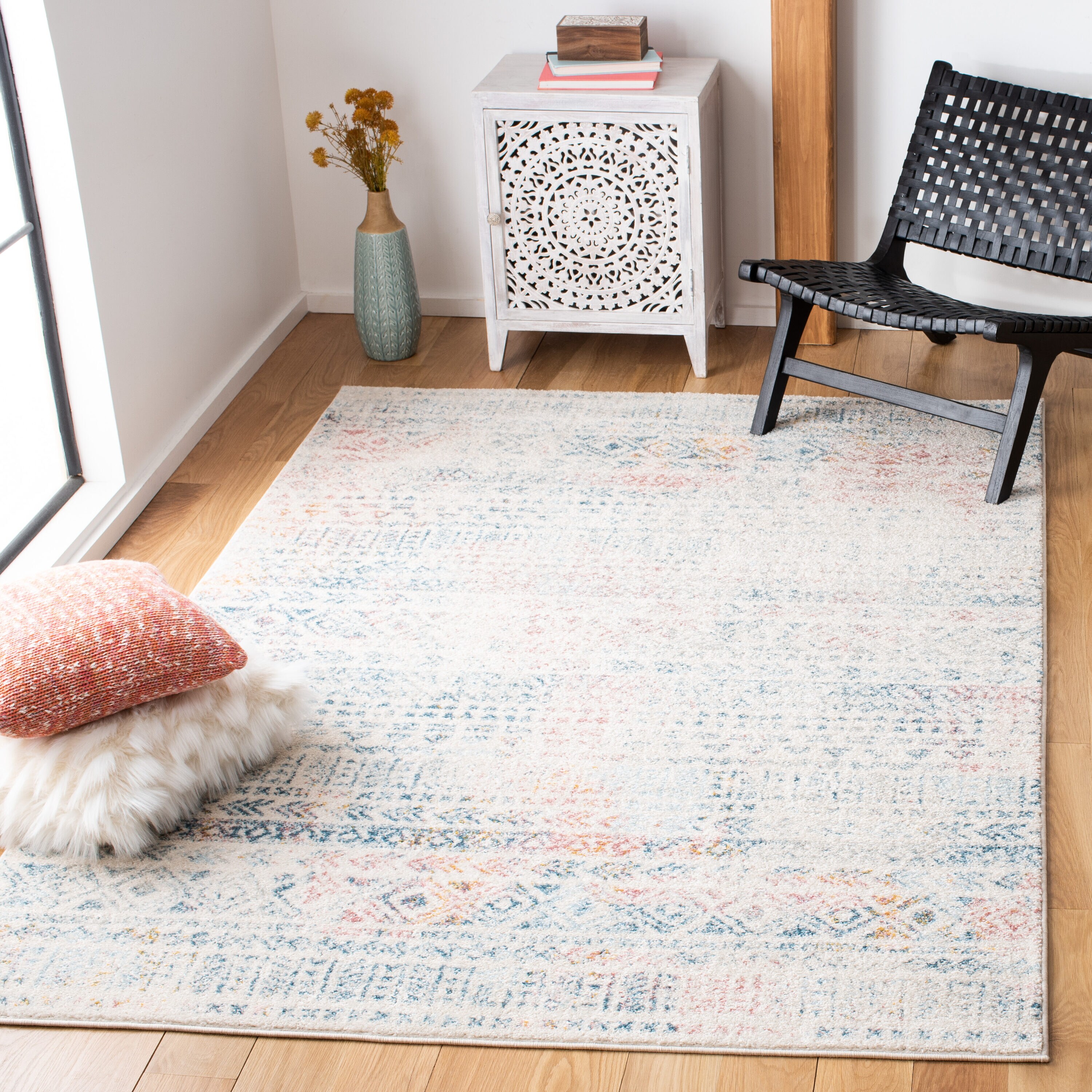 Tulum 10 x 13 (ft) Loomed Polypropylene Ivory/Terracotta Rectangular Indoor Geometric Bohemian/Eclectic Spot Clean Only Area rug