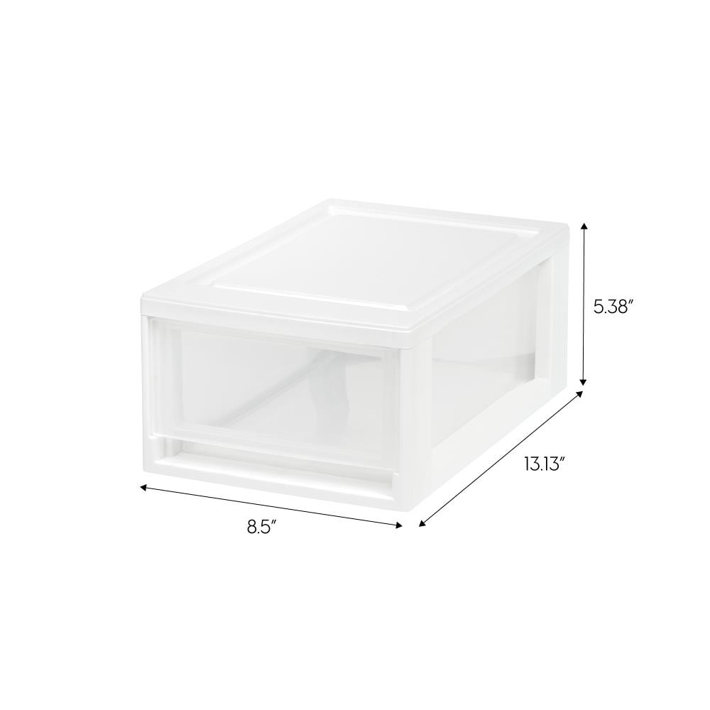 IRIS 2-Pack White Stackable Plastic Storage Drawer 5.38-in H x 8.5