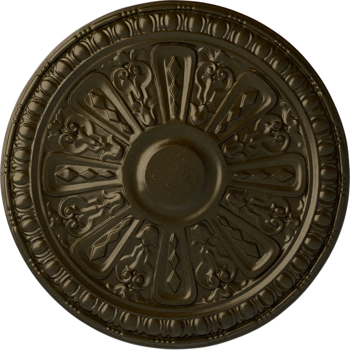 Ekena Millwork CM18RA2GGS Raymond 18-in W x 18-in L Painted Green Gold Polyurethane Whole Ceiling Medallion