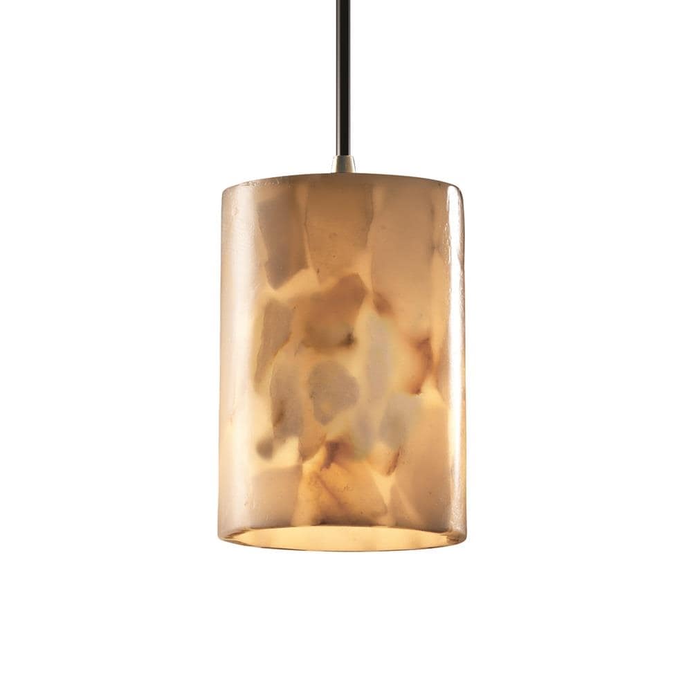 Justice Design Group ALR-8815-10-CROM Alabaster Rocks Polished Chrome Transitional Cylinder Mini Hanging Pendant Light