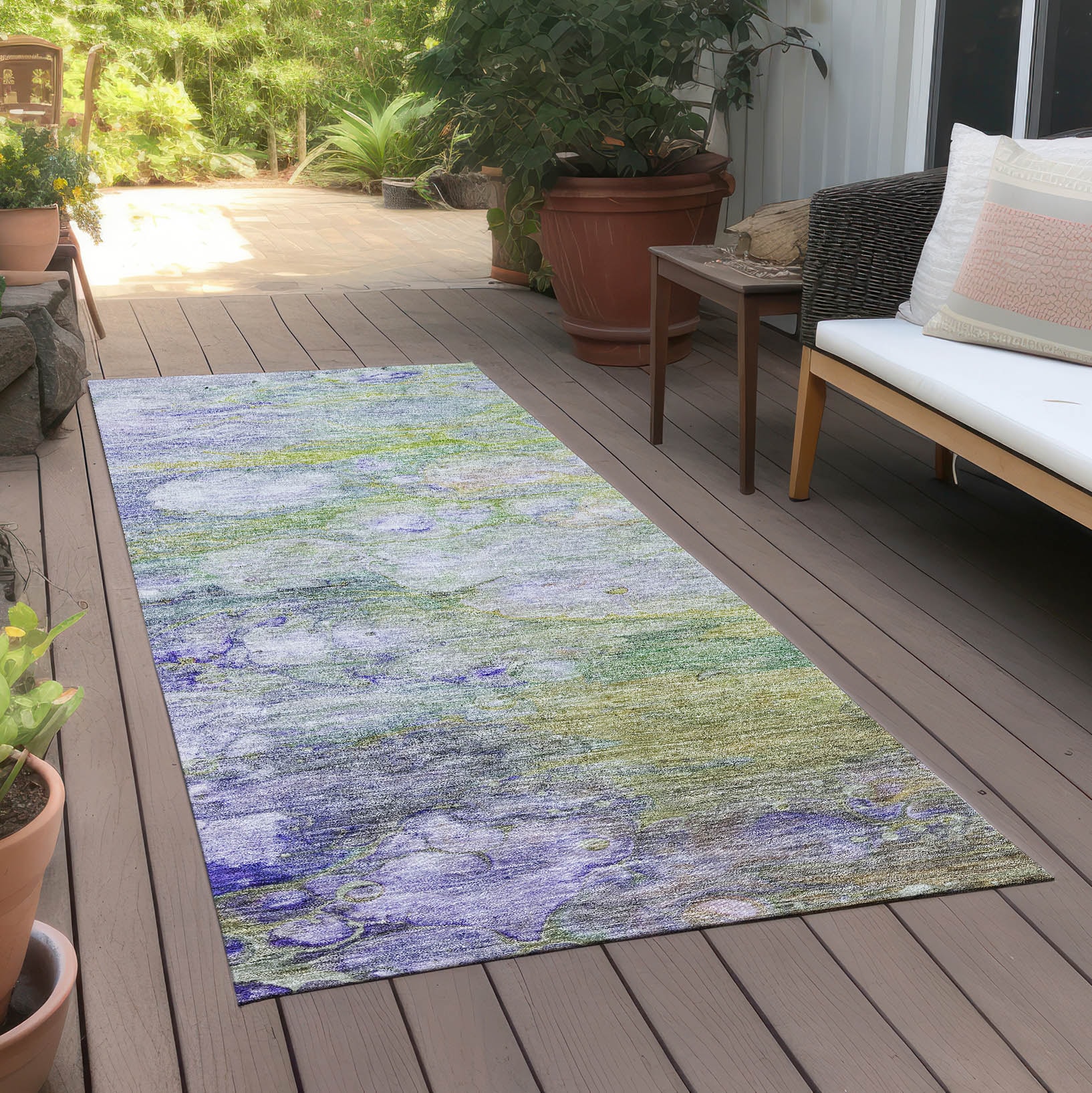 Aloe Abstract Multi-Color Flat Woven Indoor Outdoor Runner Rug