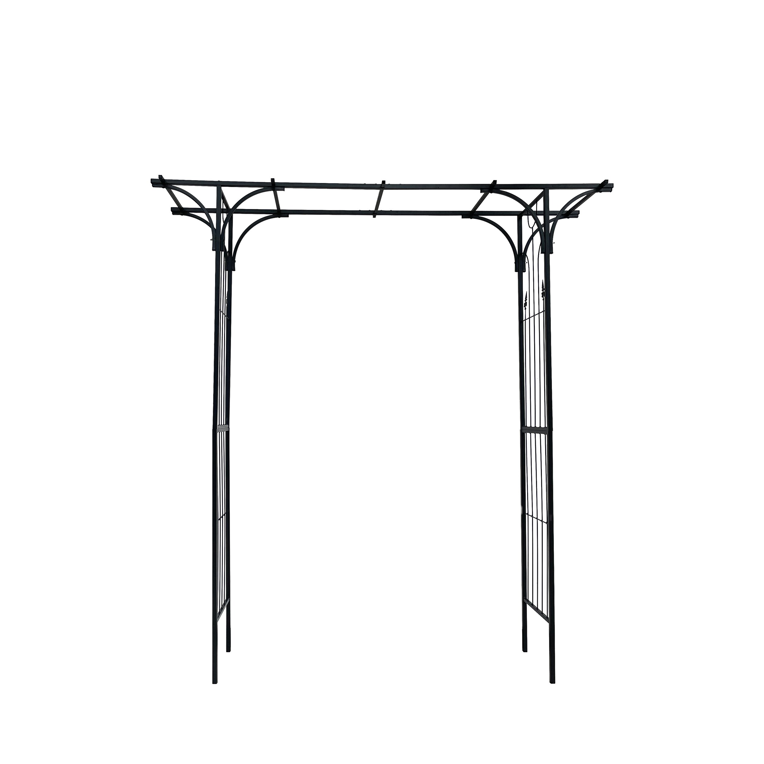 AHIOU HOME ZAAHG-P210529GA Downey 6.8-ft W x 7.2-ft H Flat Black Steel Garden Arbor