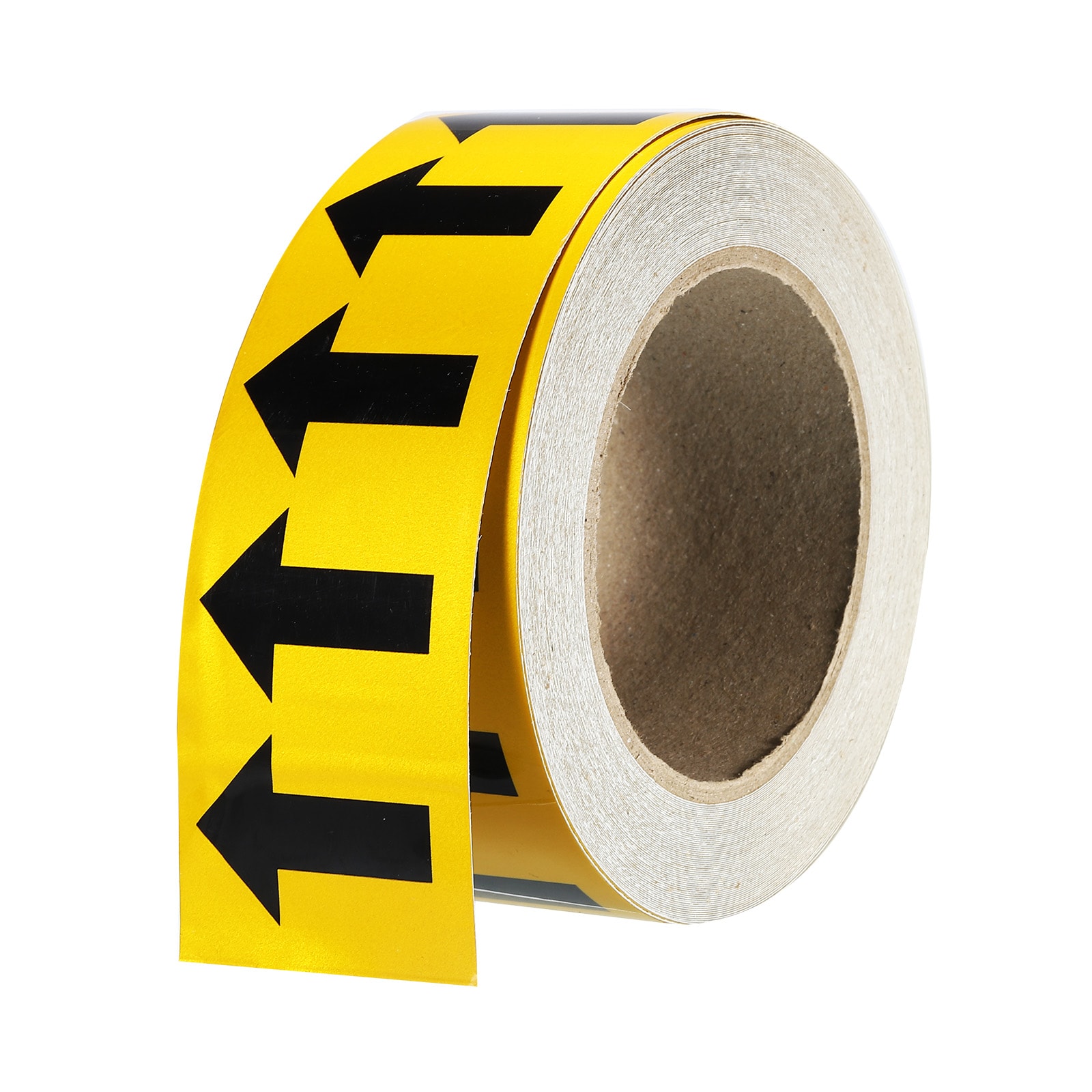 PATIKIL Black on Yellow Color Arrow Tape Vinyl Stickers Arrow Labels 50mm/1 Inch for Pipe Markers 1 Roll