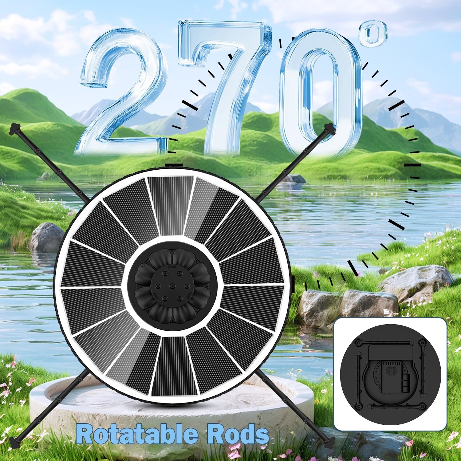 Justincity Solar Fountain Pump 3 Level Adjustable Water Height 7 ...