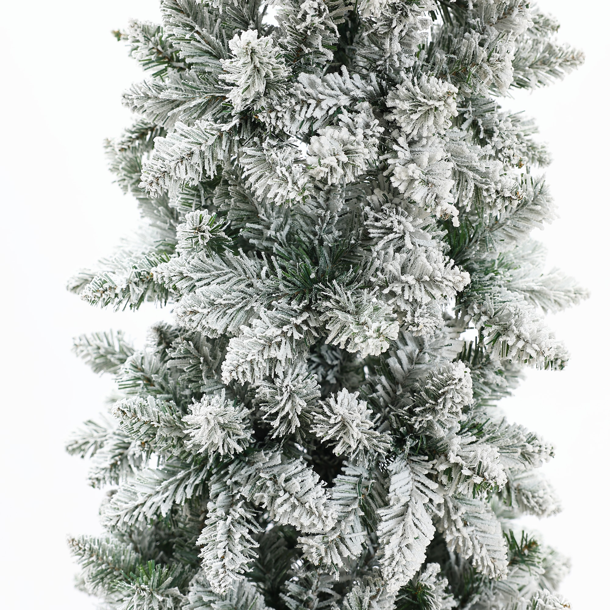 7.4ft Slim Flocked Green PVC Christmas Tree with Metal Stand