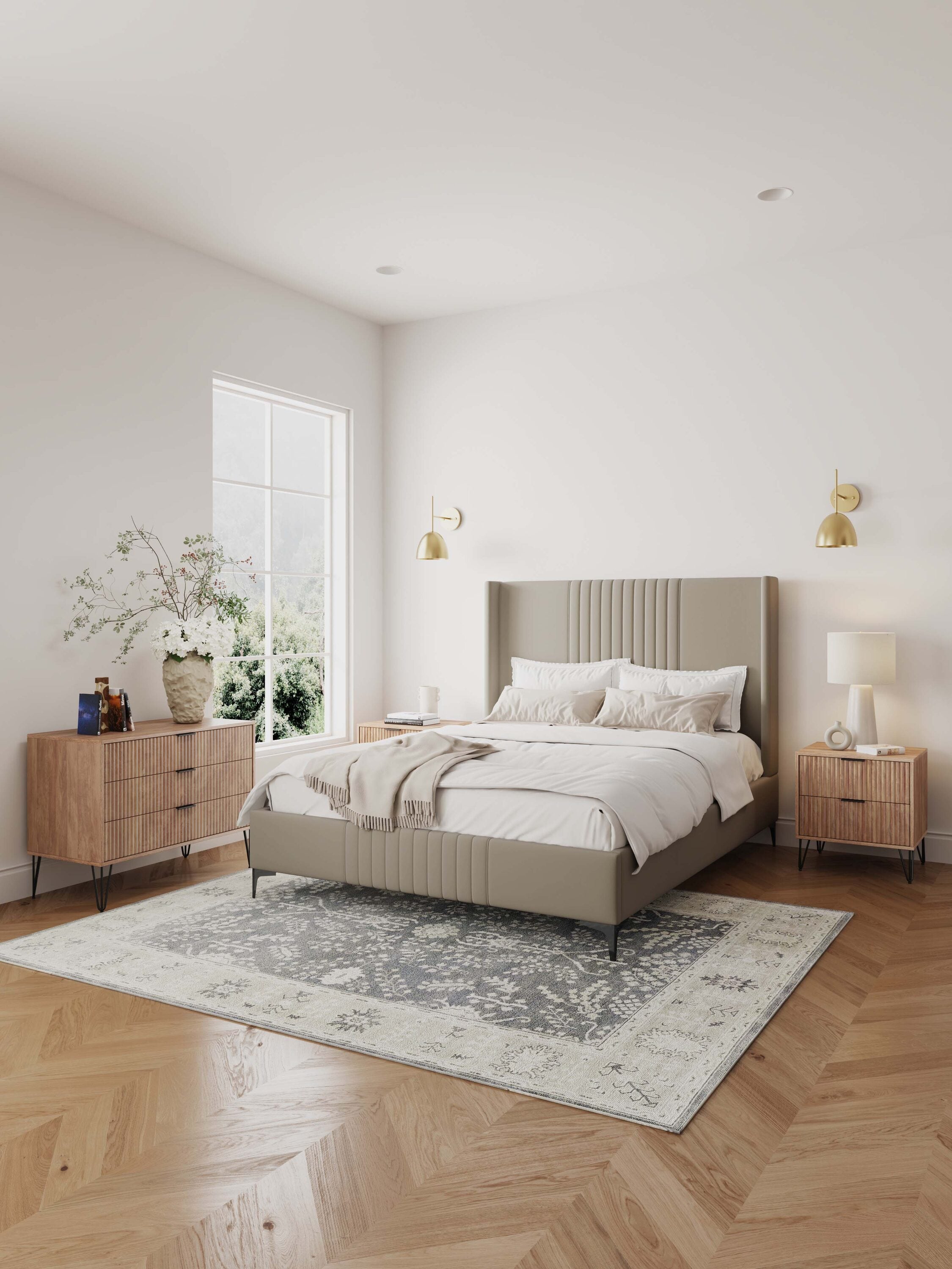Manhattan Comfort 2-DB02-GB Golden Brown 5 -Drawer Standard dresser