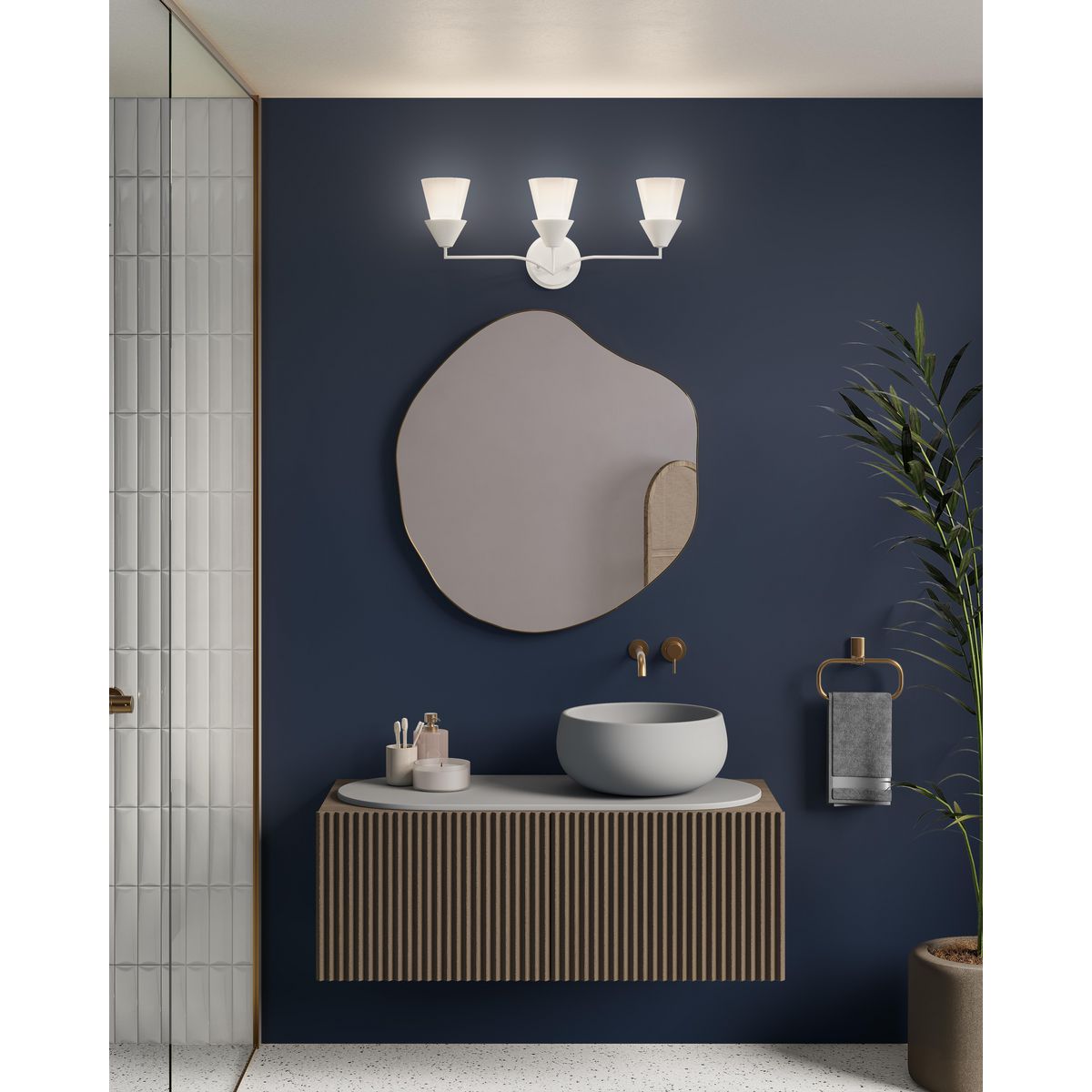 Pinellas White Plaster 3-Light Modern Vanity Fixture