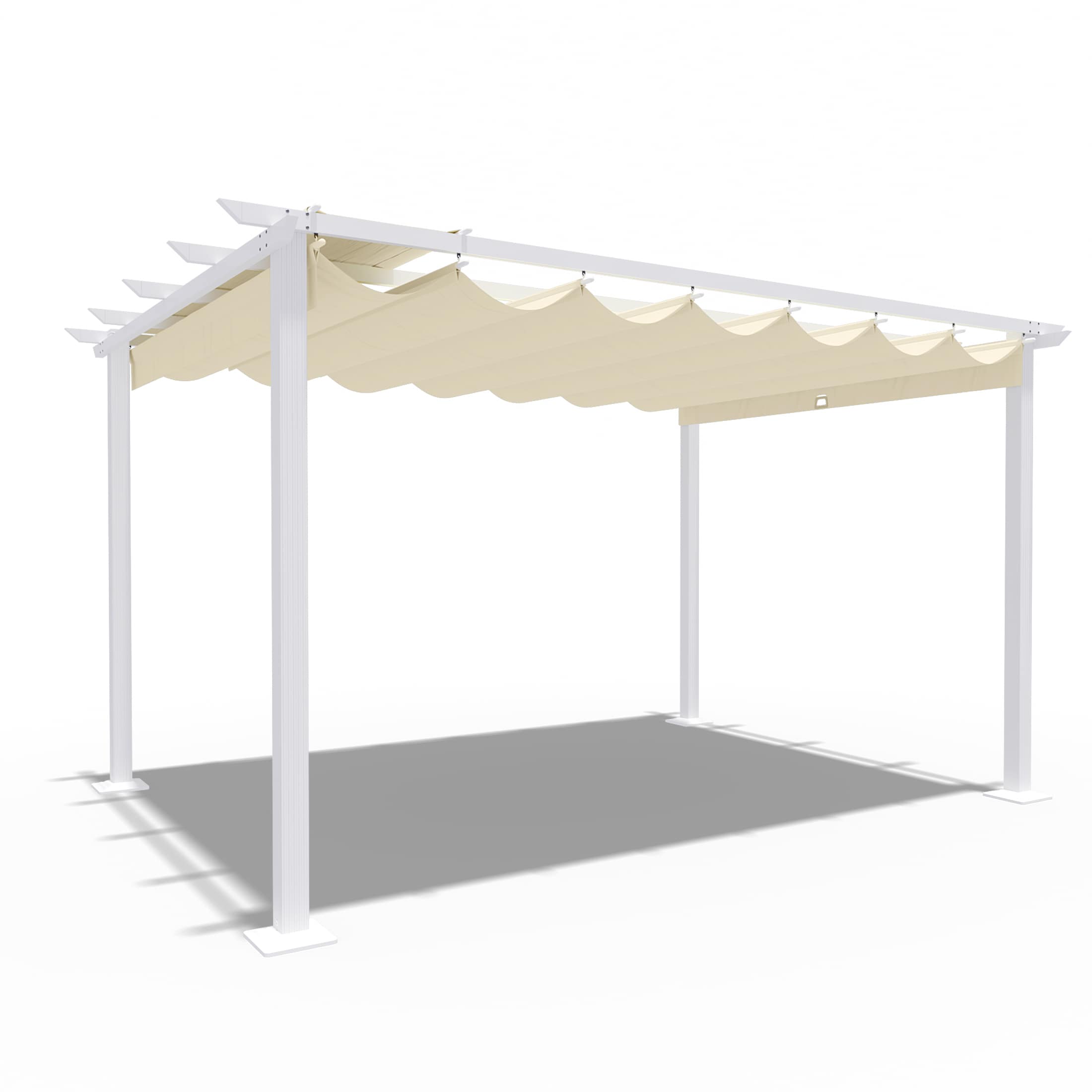  EL-ZPPLB-1013-M-WL3 Pergola 9-ft 8-in W x 13-ft L x 7-ft 3-in H White/Off-white Metal Freestanding Pergola with Canopy