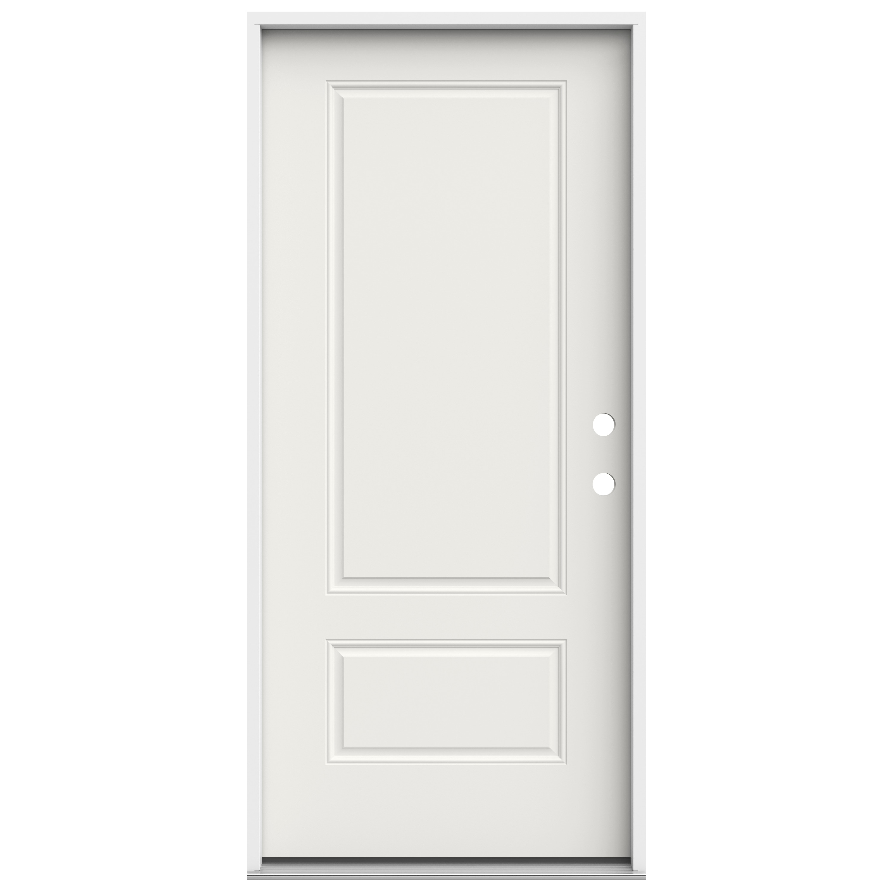 JELD-WEN LOWOLJW249900003 36-in x 80-in x 4-9/16-in Steel No glass Left-hand inswing White Painted Prehung Front Door Insulating core