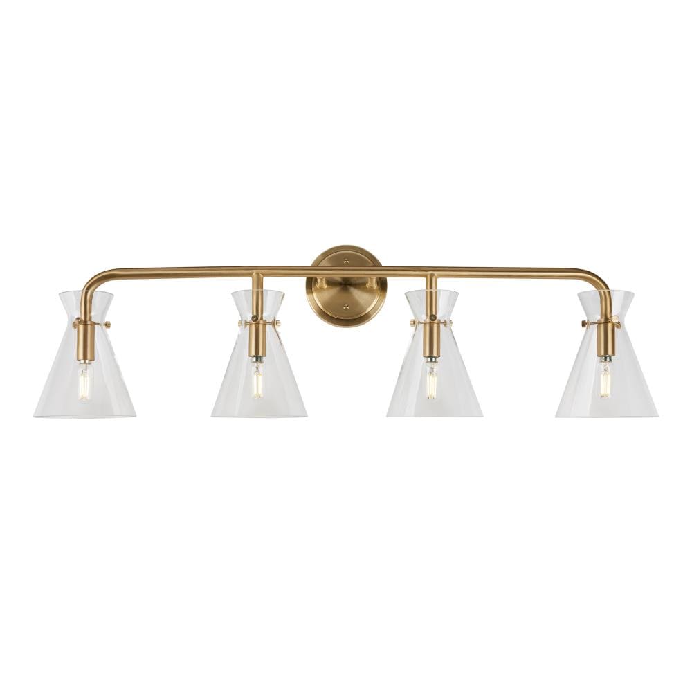 Forte Lighting 5733-04-12 Beaker 35.5-in 4 -Light Brushed Gold Modern/contemporary Vanity light