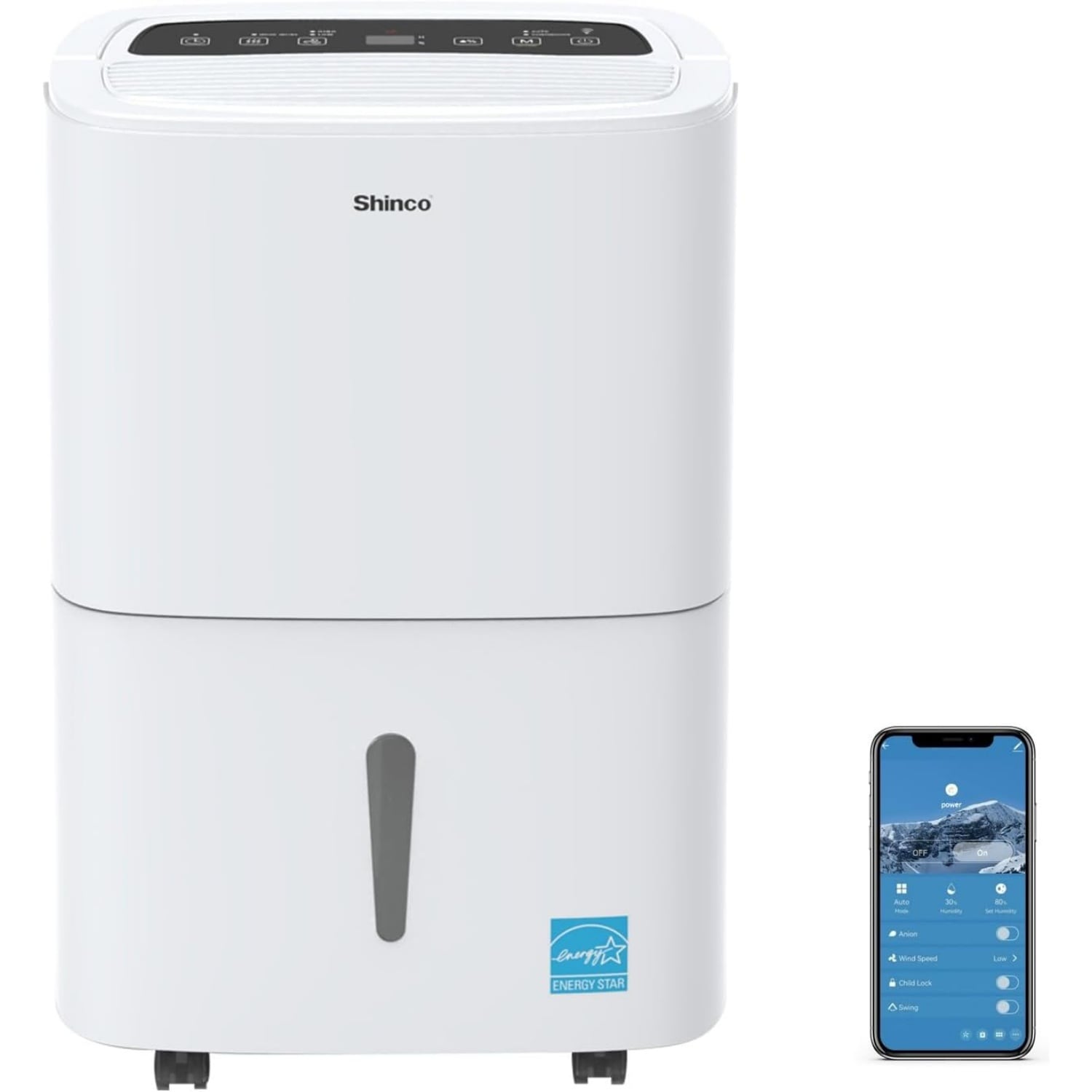 Elexnux 80 pt. Dehumidifier with App & Remote (For Rooms up to 5000 sq. ft) For Basements, Bathrooms, Crawlspaces, in White