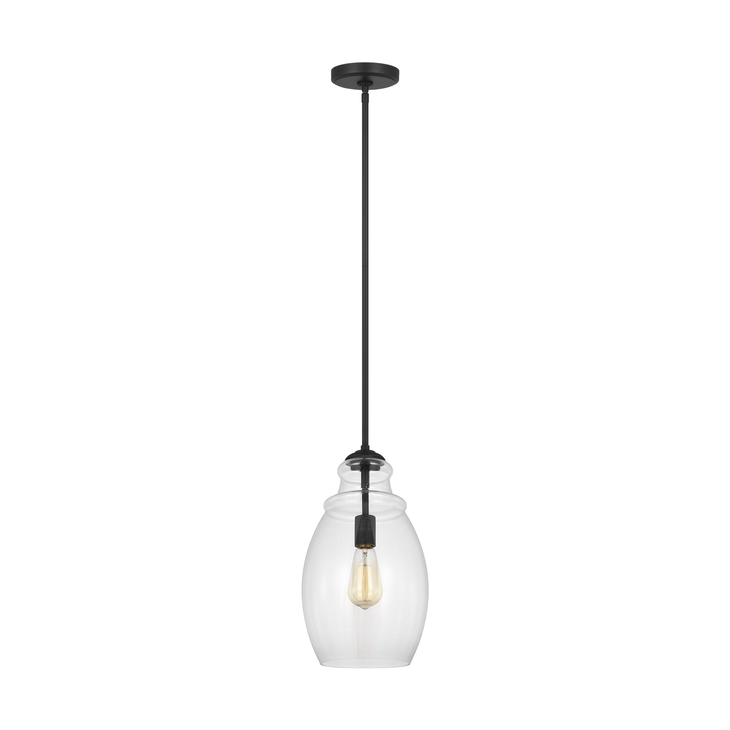 Generation Lighting P1484MBK Marino 1 -Light Midnight Black Modern/contemporary Clear glass Geometric Mini Hanging Pendant light