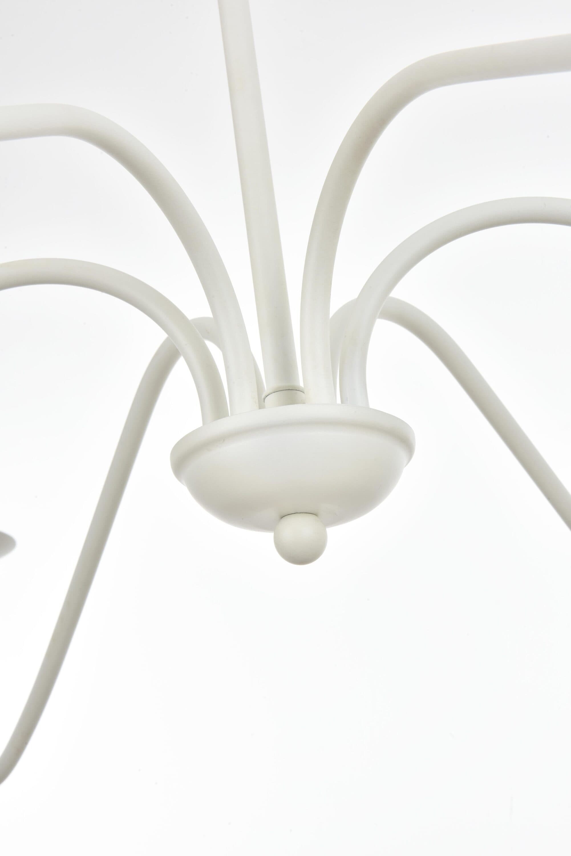 White Iron 6-Light Candle Chandelier with Adjustable Chain