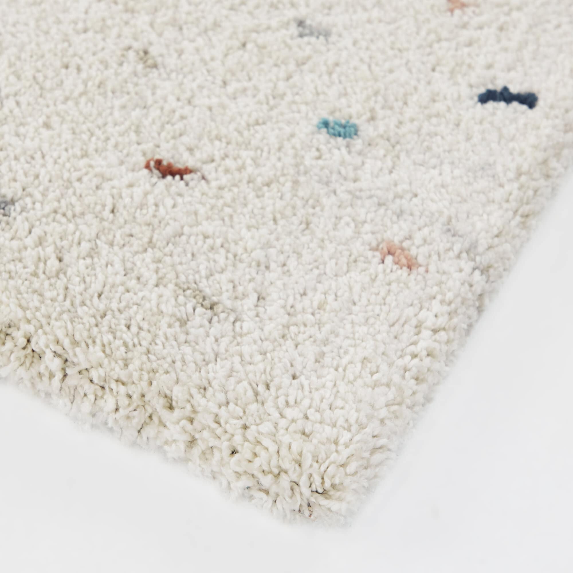 Cream and Multicolor Synthetic Shag Kids' Rectangular Area Rug 5' x 7'