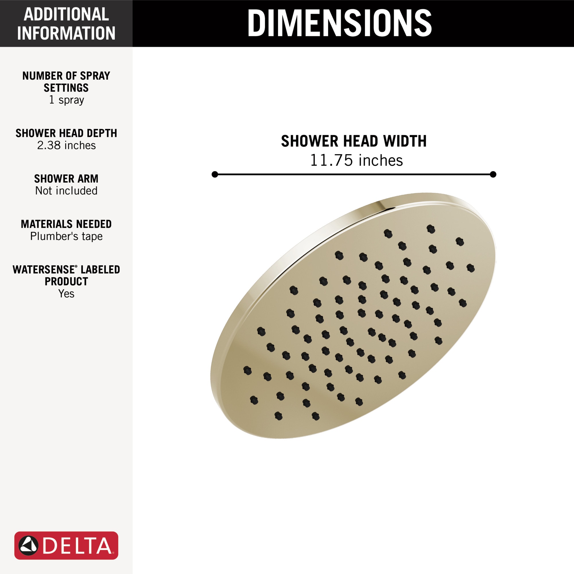 Delta 52158-PN-PR Fixed-Showerhead - View #3