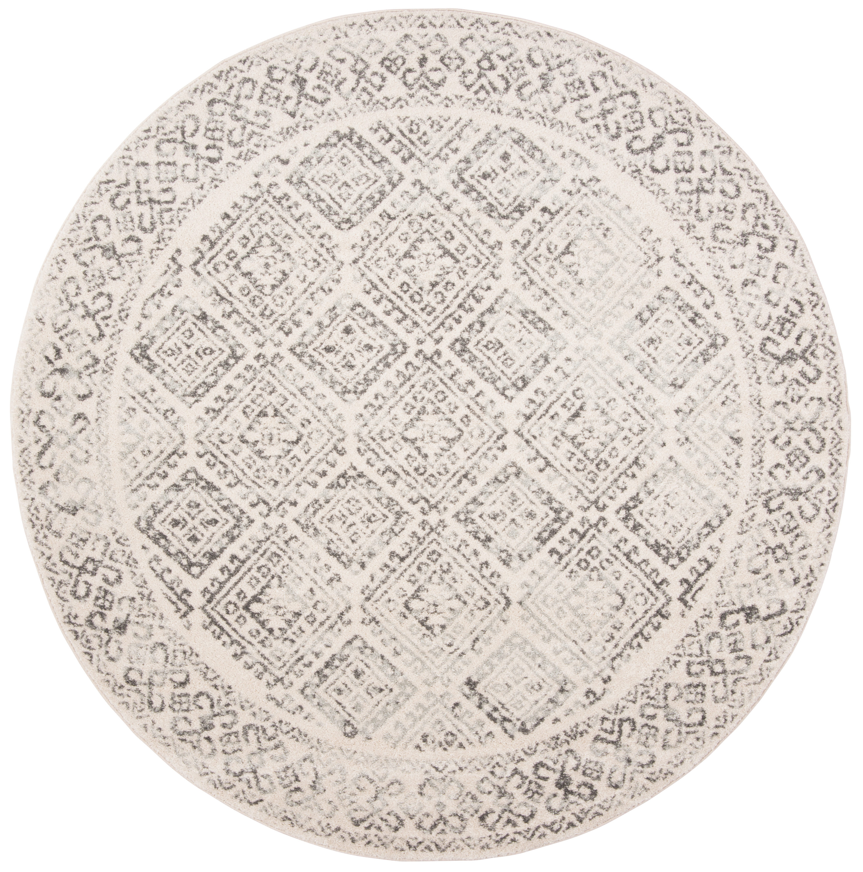 Safavieh TUL264A-9R Tulum Virden 9 x 9 (ft) Loomed Polypropylene Ivory/Gray Round Indoor Distressed/Overdyed Bohemian/Eclectic Area rug