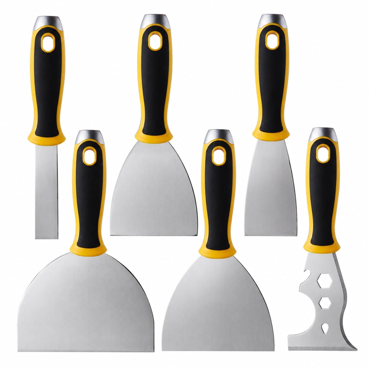 Phyfalip Putty Knife Set 6 Pieces Stainless Steel Drywall Scraper Tools ...