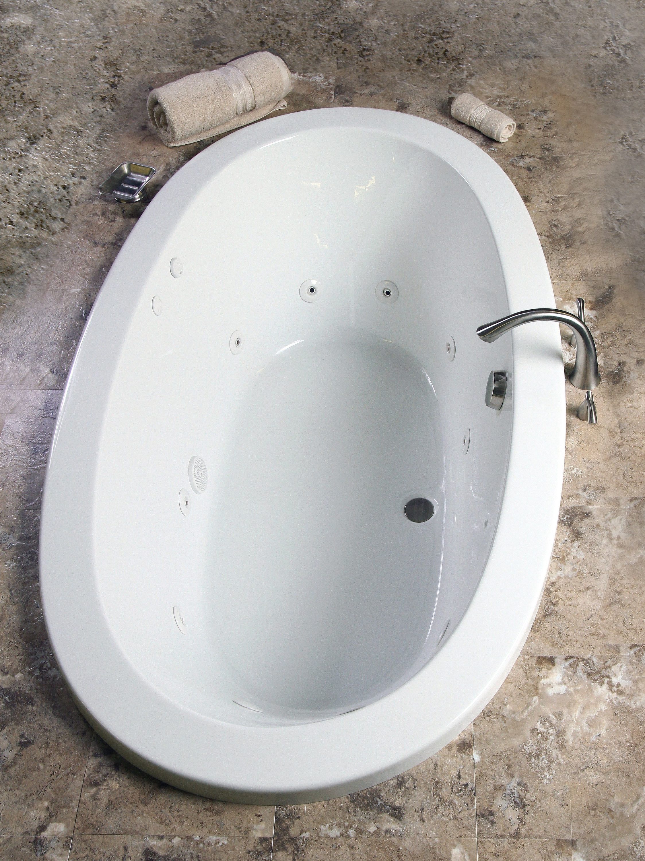 Laurel Mountain 7240CW064 Crewe 3 39.25-in x 71.75-in White Acrylic Oval Drop-in Whirlpool tub ( Center Drain )