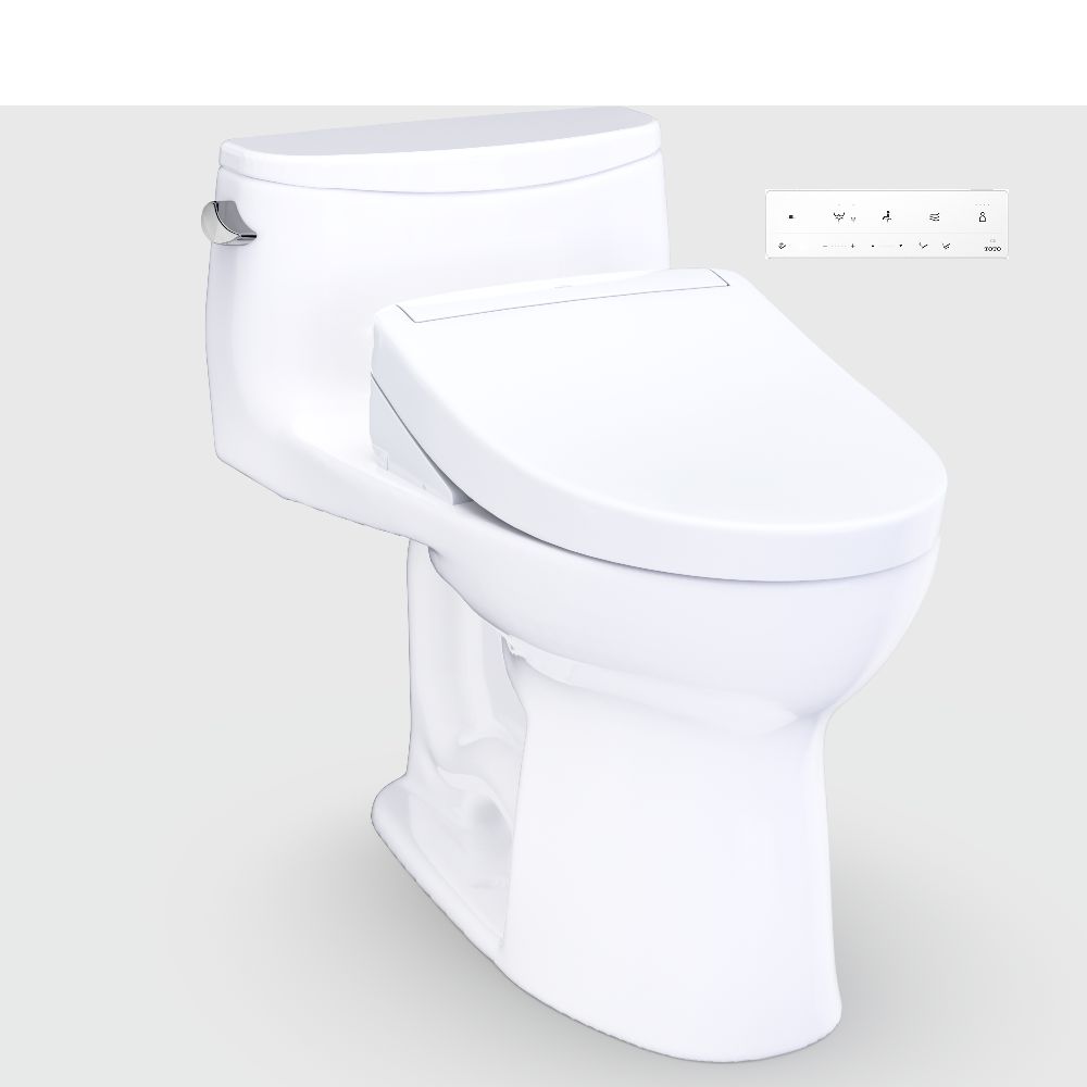 TOTO - Ultramax Cotton White Elongated Chair height 12-in Rough-In WaterSense 1.28 GPF Soft Close...