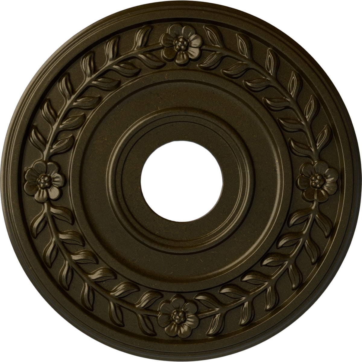 Ekena Millwork CM16WRGGS Wreath 16.25-in W x 16.25-in L Painted Green Gold Polyurethane Whole Ceiling Medallion