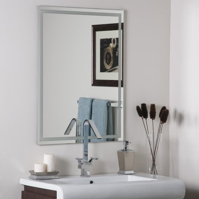 Decor Wonderland 23 6 In Rectangular, Bathroom Frameless Mirror Installation
