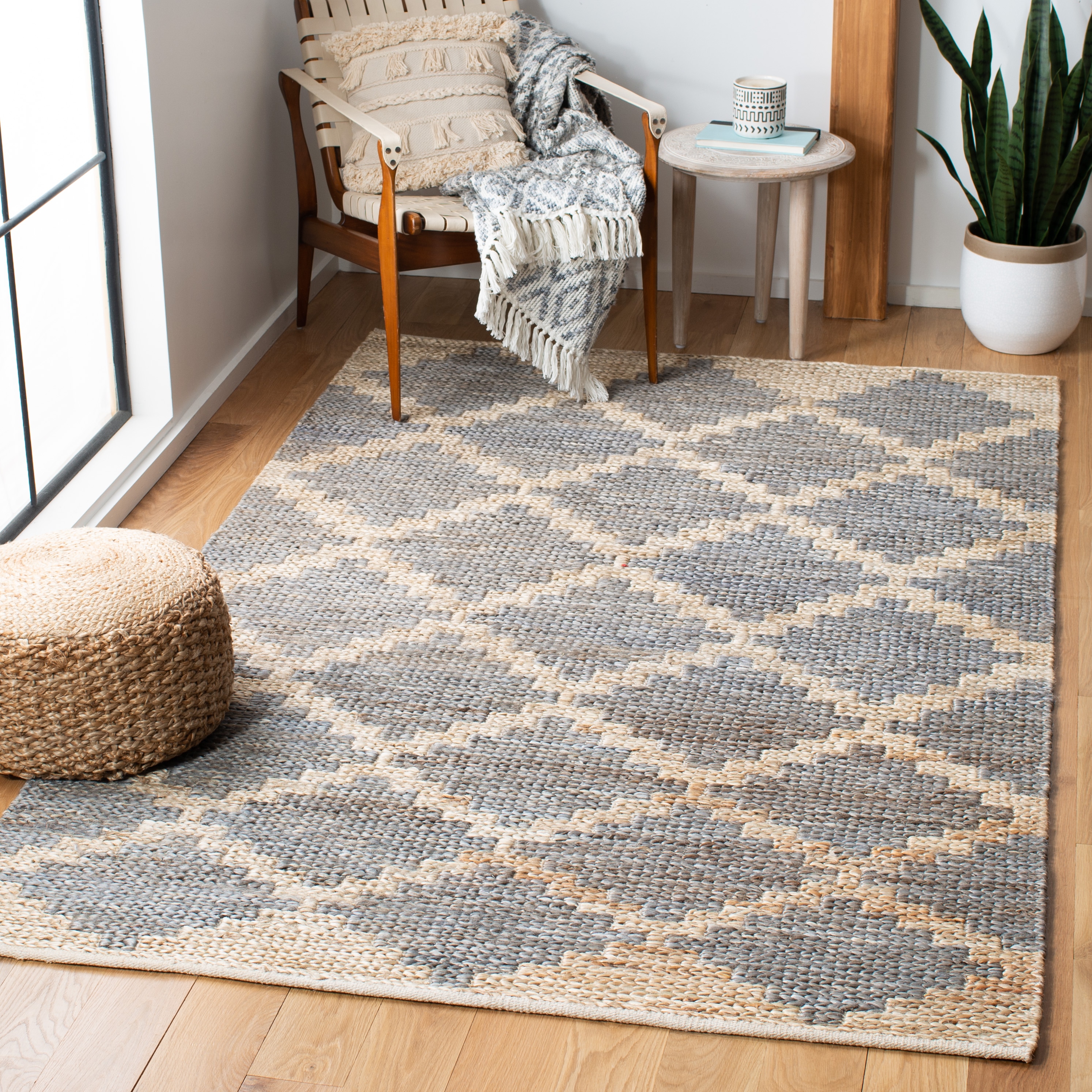  Kilim 458 Natural/Gray Bohemian 5Ft x 8Ft Medium Rectangle Rug
