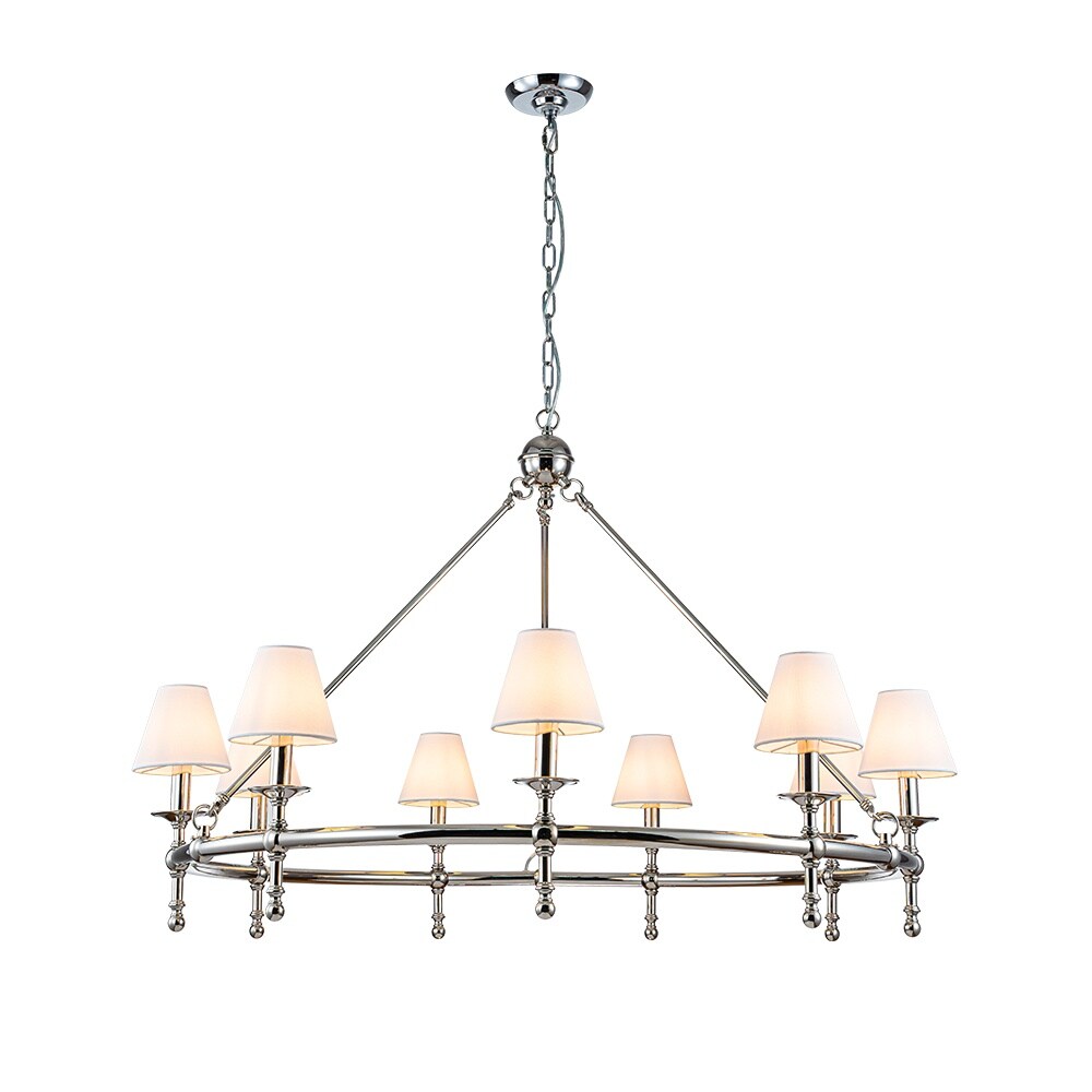 AloaDecor Lighting 9 -Light Polished Nickel Fabric Metal Chandelier