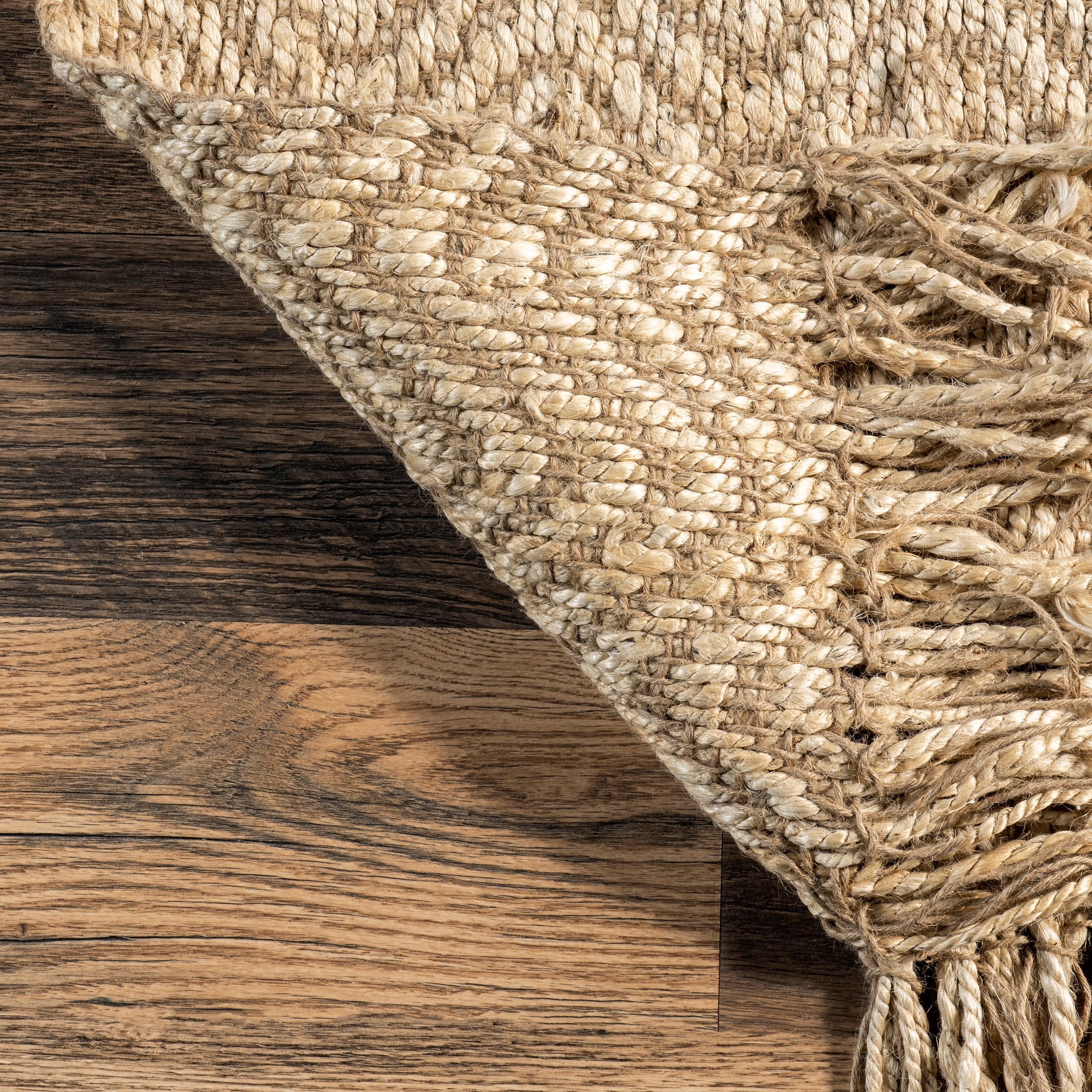 Handwoven Natural Jute 3'x5' Area Rug with Fringe Detail - Brown