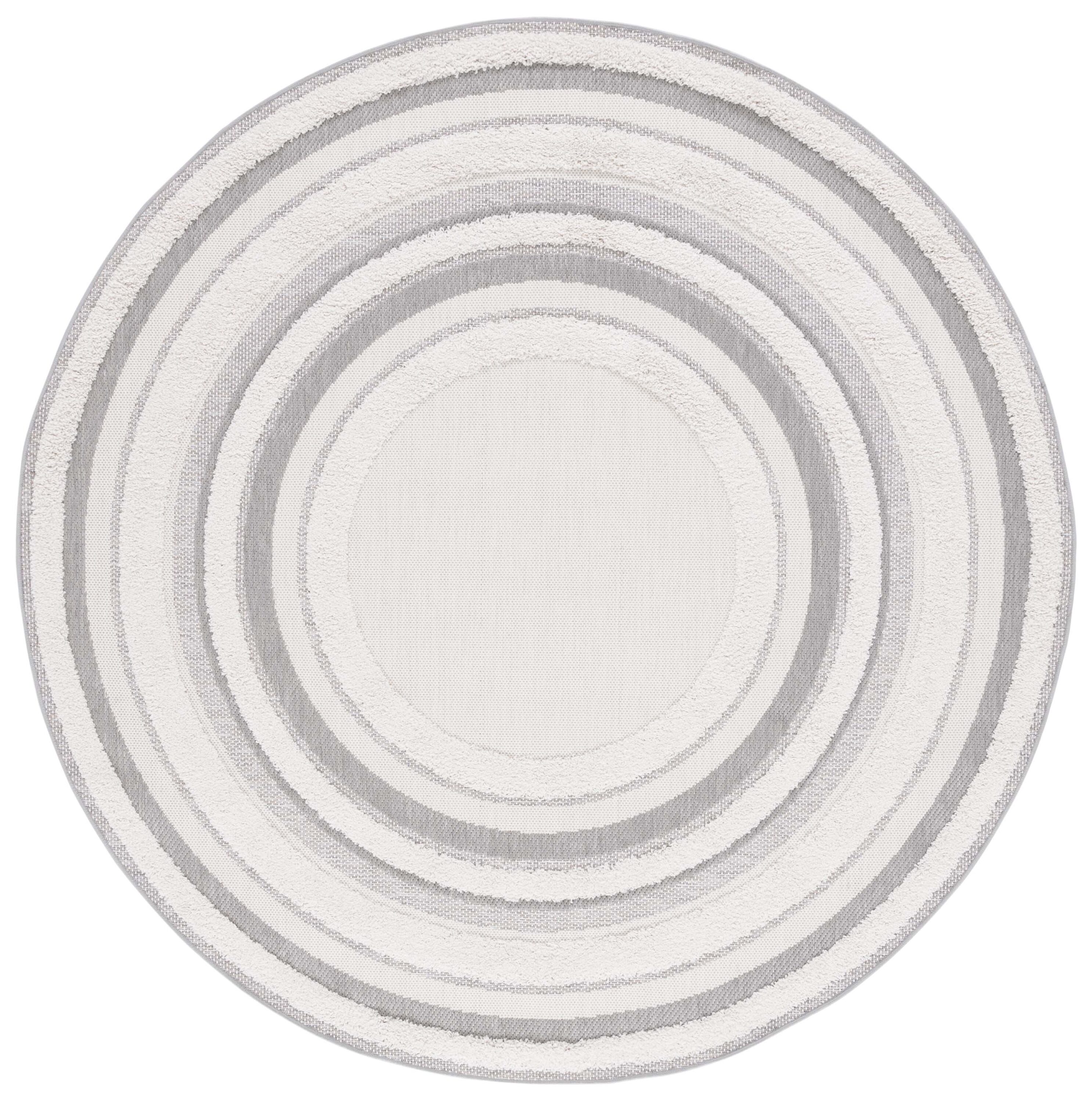 Safavieh COT214A-7R 7 x 7 (ft) Loomed Polypropylene Ivory/Gray Round Indoor/Outdoor Border Mid-Century Modern Area rug