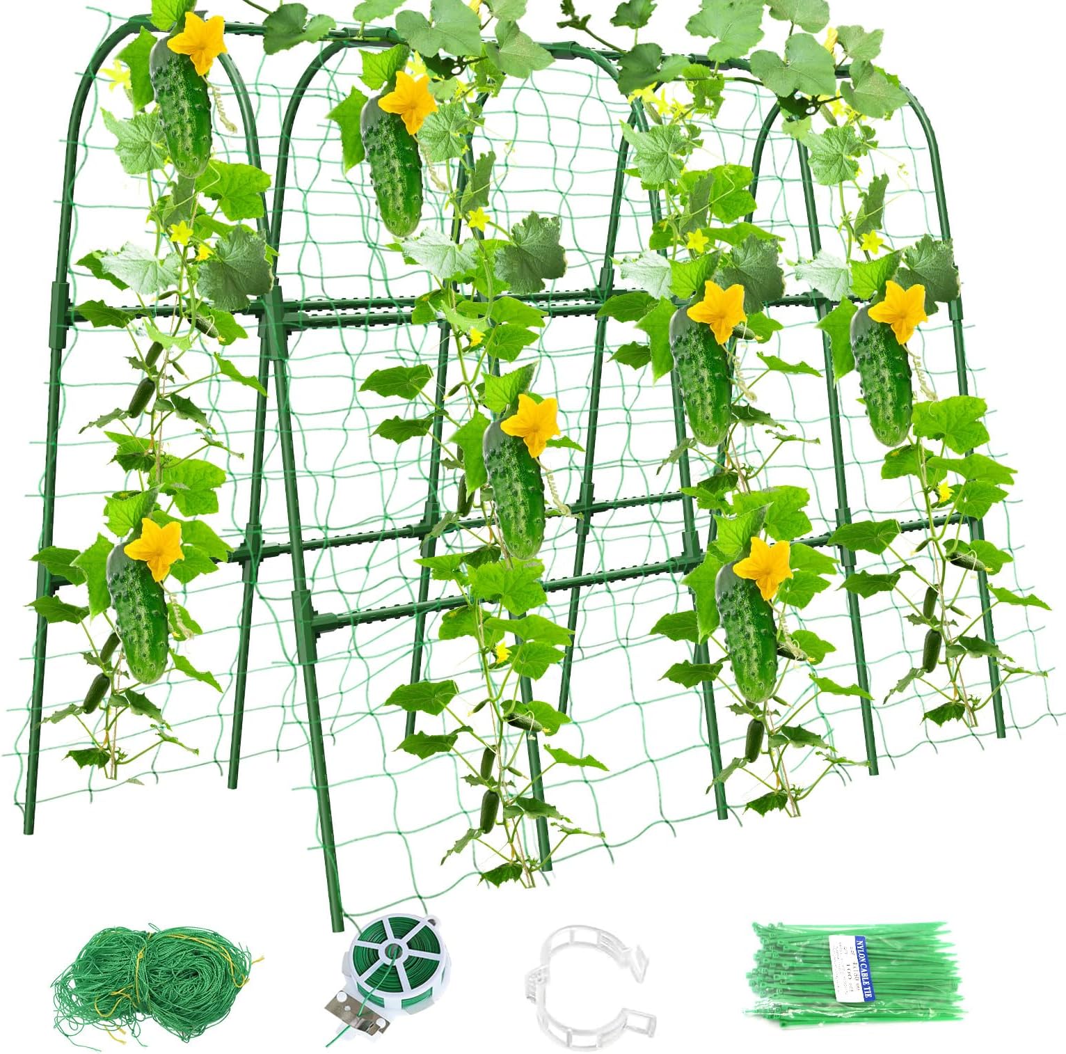 Etokfoks  U Shape Garden Trellis 1 Piece Green Metal Arch Plant Support for Climbing Vegetables 31.5 in L x 21.6 in W x 47.2 in H Raised Bed