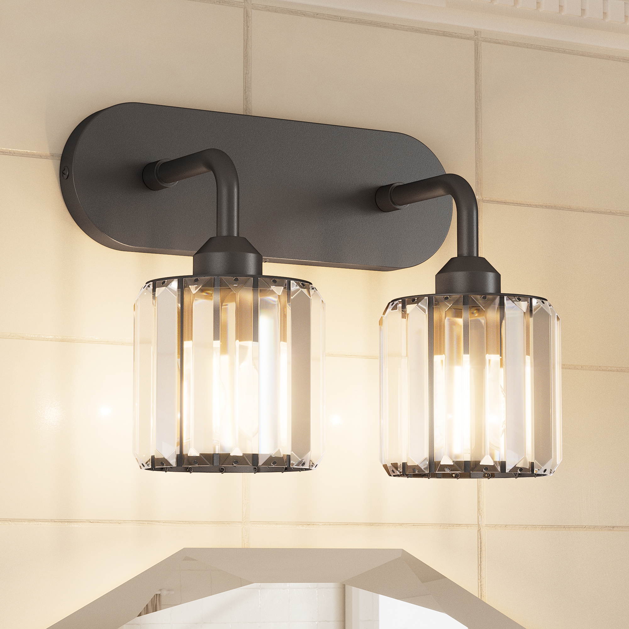 TETOTE 2 Light Black Bathroom Light Fixtures Modern/Contemporary Bathroom Vanity light