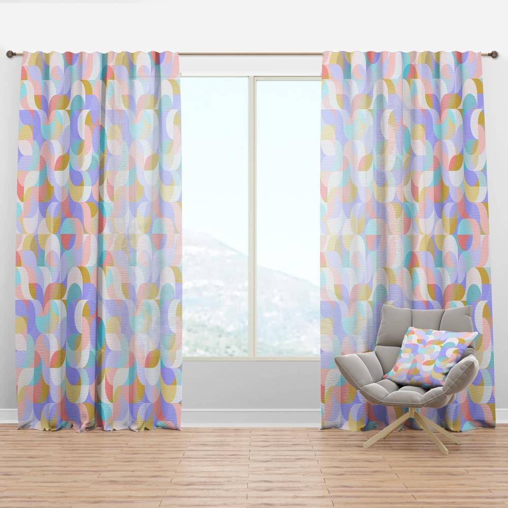 Designart CTN18683-52-95 95-Inches Purple Geometric Room darkening Thermal lined Rod pocket Single curtain panel