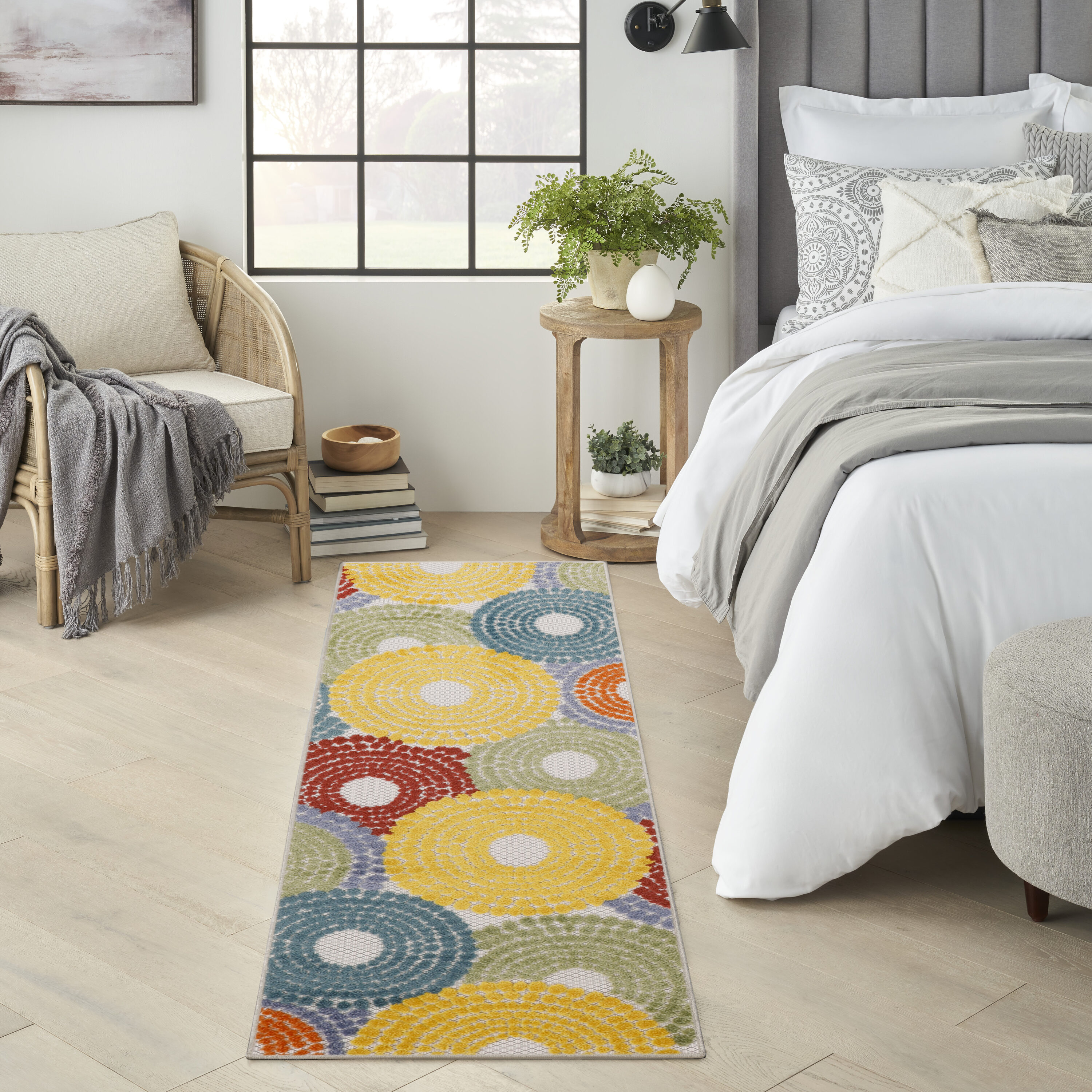 Nourison Home 099446965059 Aloha 2 x 6 (ft) Loomed Polypropylene Multicolor Rectangular Indoor/Outdoor Geometric Coastal Runner rug