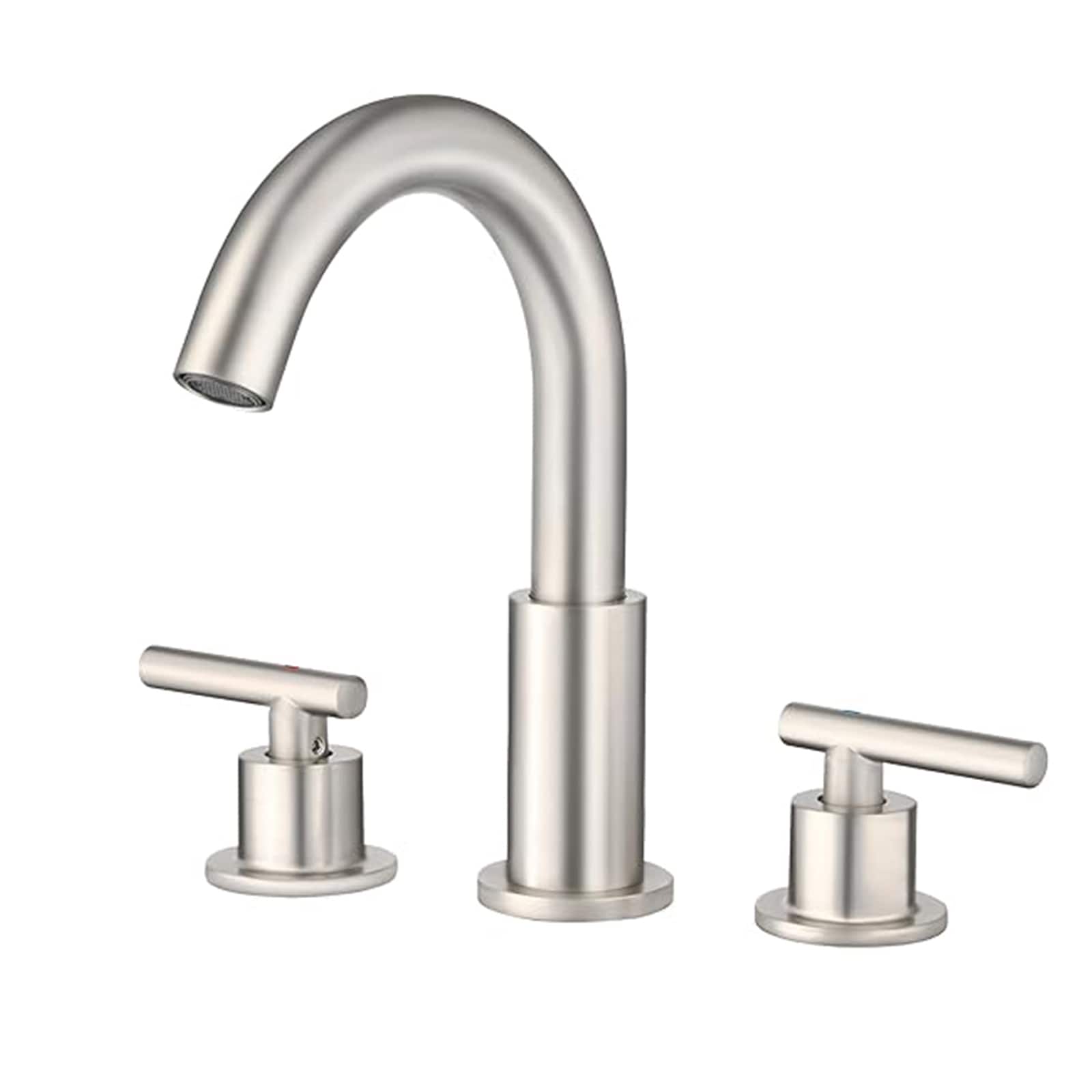 BYH HM-8LT-NICKEL Brushed Nickel Widespread 2-handle WaterSense Swivel Commercial/Residential Handle Bathroom Sink Faucet with Drain