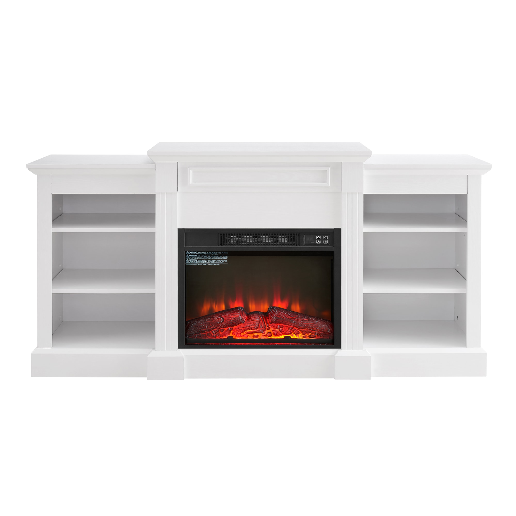 SINOFURN SYA170016WD 65.8-Inches W White TV Stand with Fan-forced Corner or flat wall Electric Fireplace with Remote Control Included