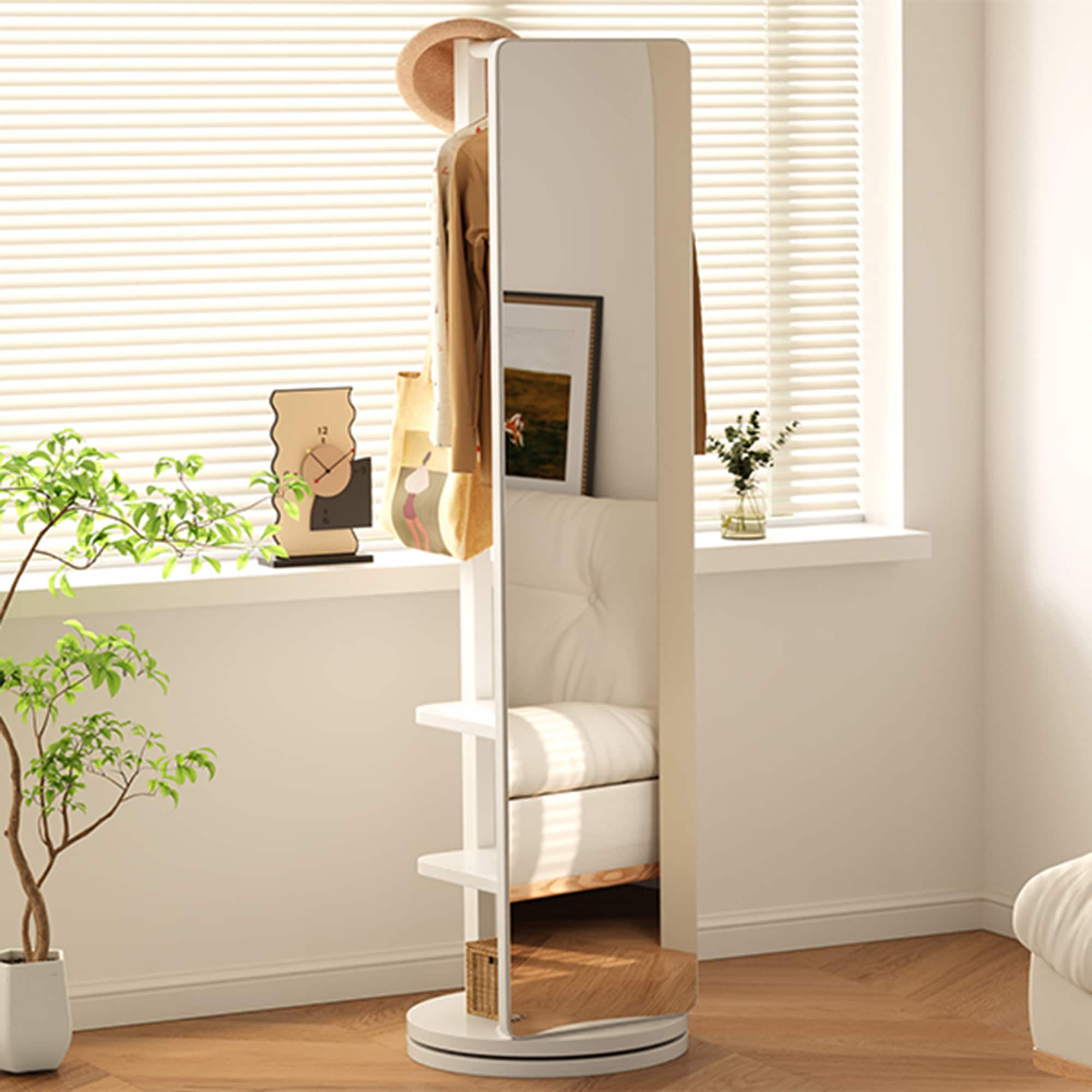SINOFURN SYE6900002WT 20-in W x 69-in H Rectangle White Polished Full Length Floor Mirror