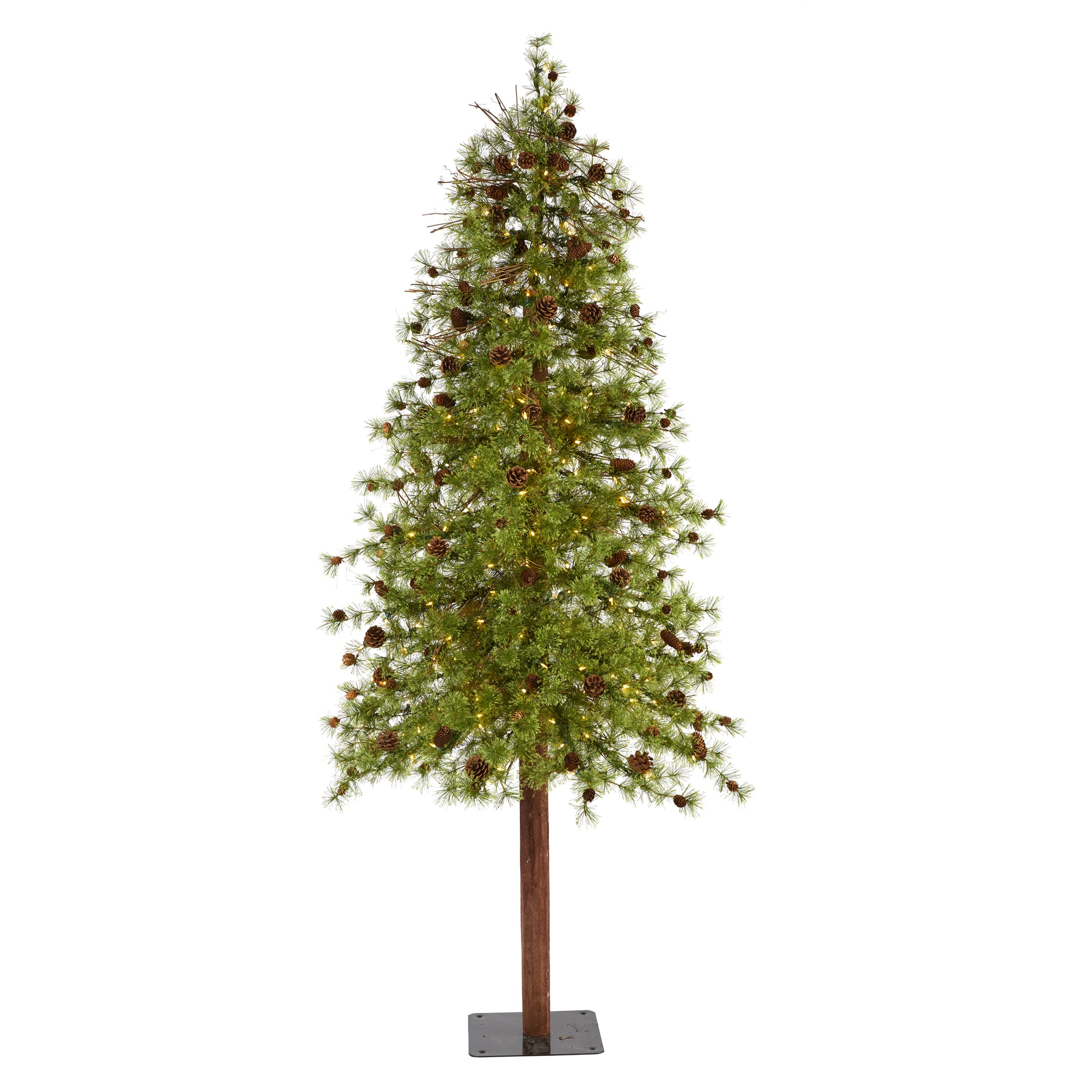 Nearly Natural T1436 8-ft Pine Pre-lit Slim Artificial Christmas Tree with LED Lights